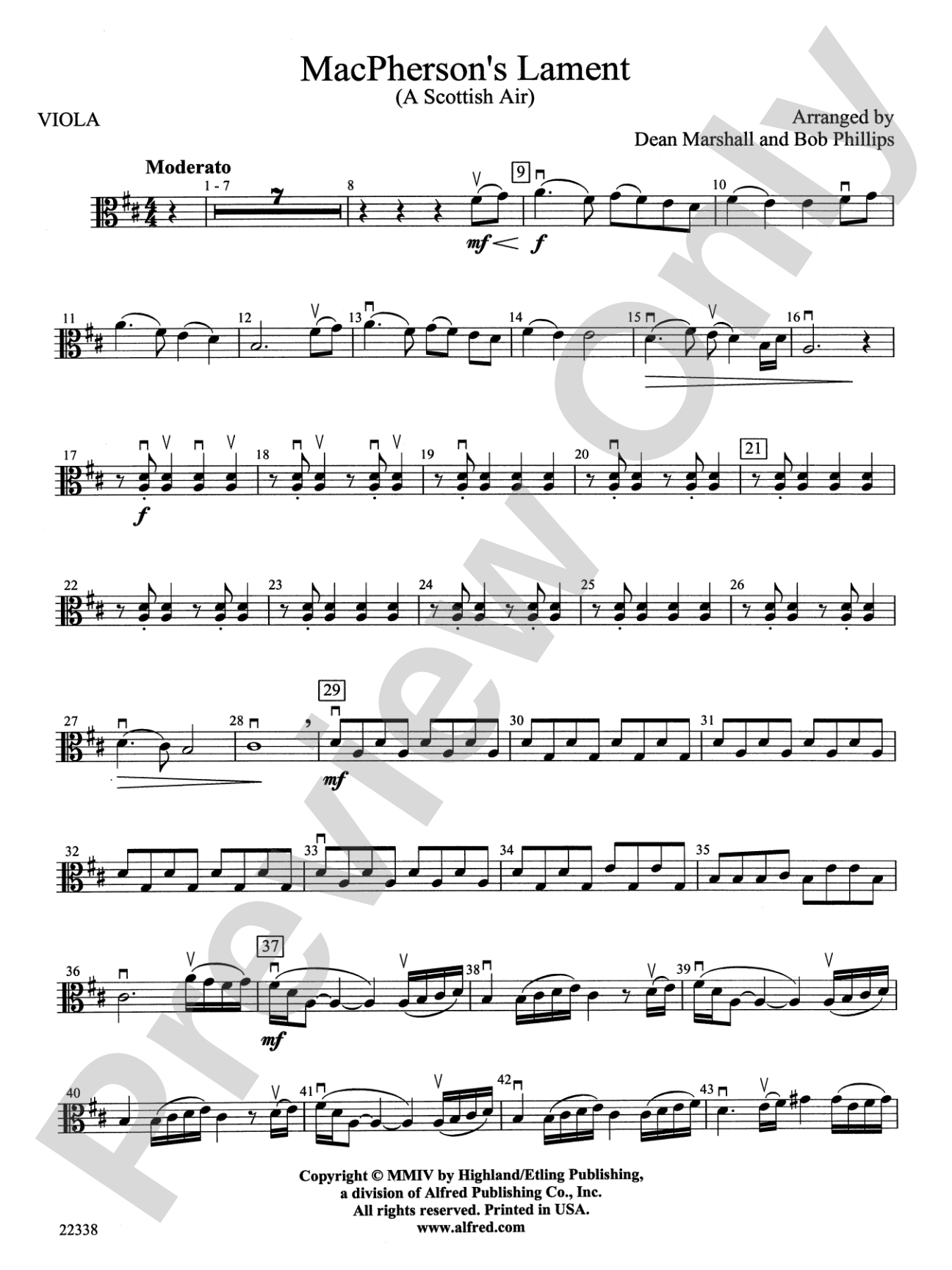 MacPherson's Lament (A Scottish Air): Viola