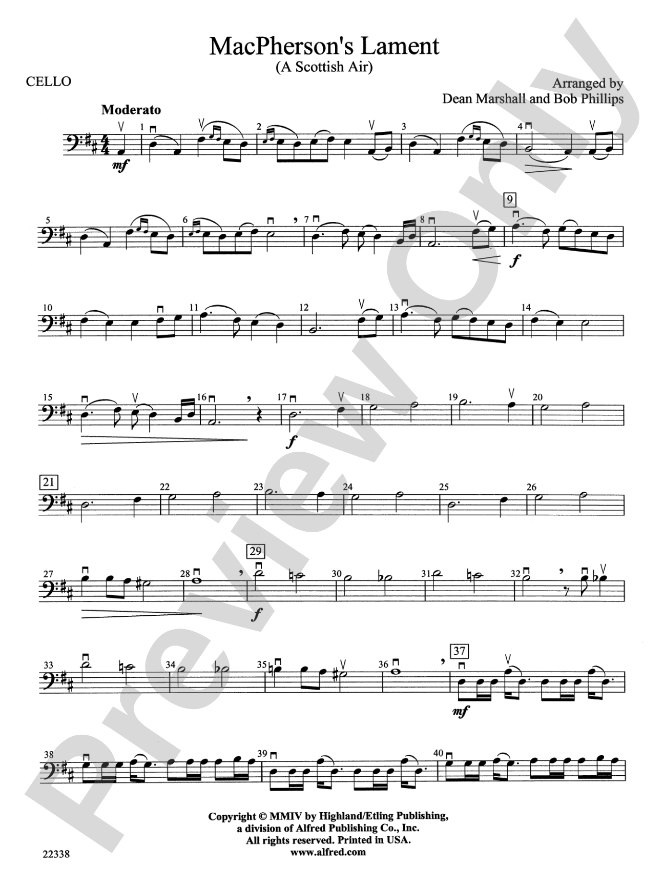 MacPherson's Lament (A Scottish Air): Cello