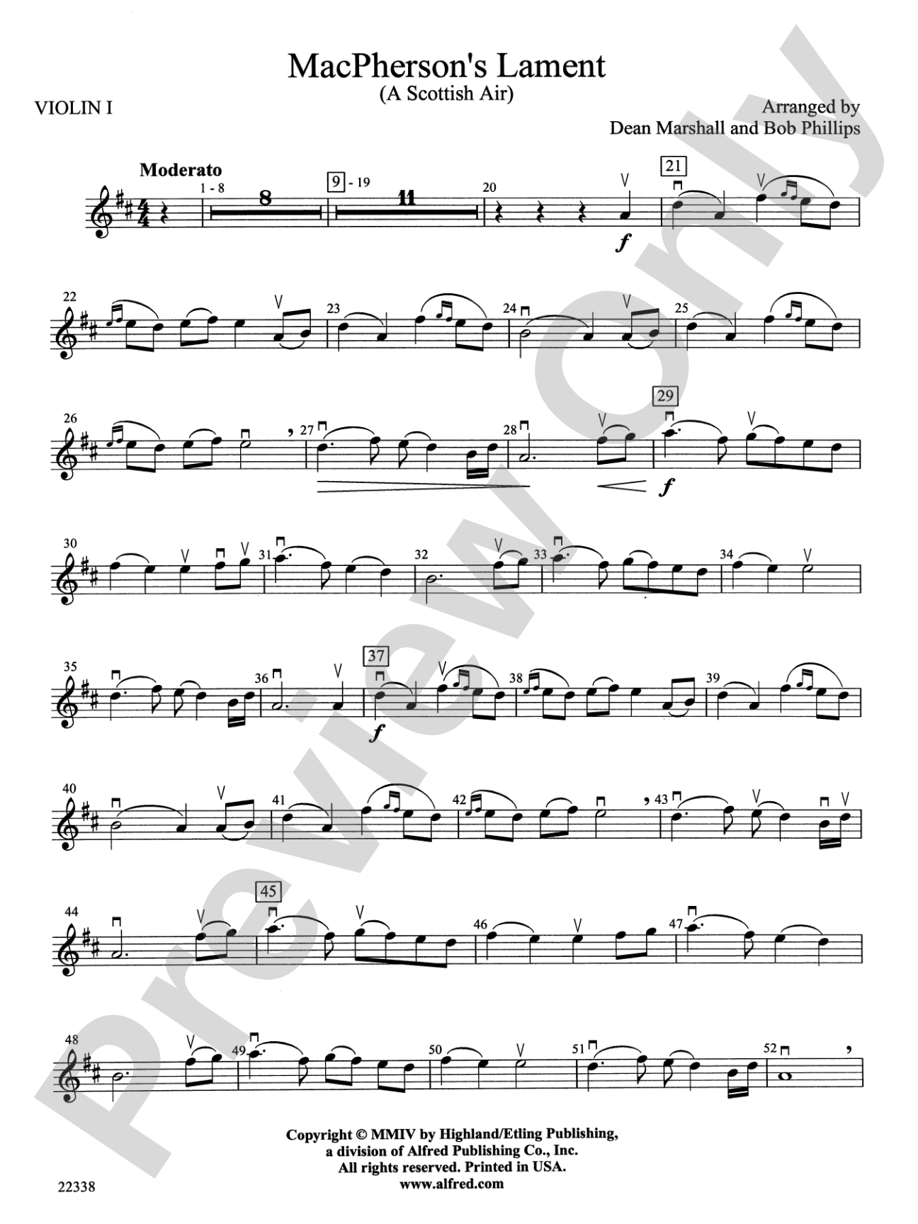 MacPherson's Lament (A Scottish Air): 1st Violin