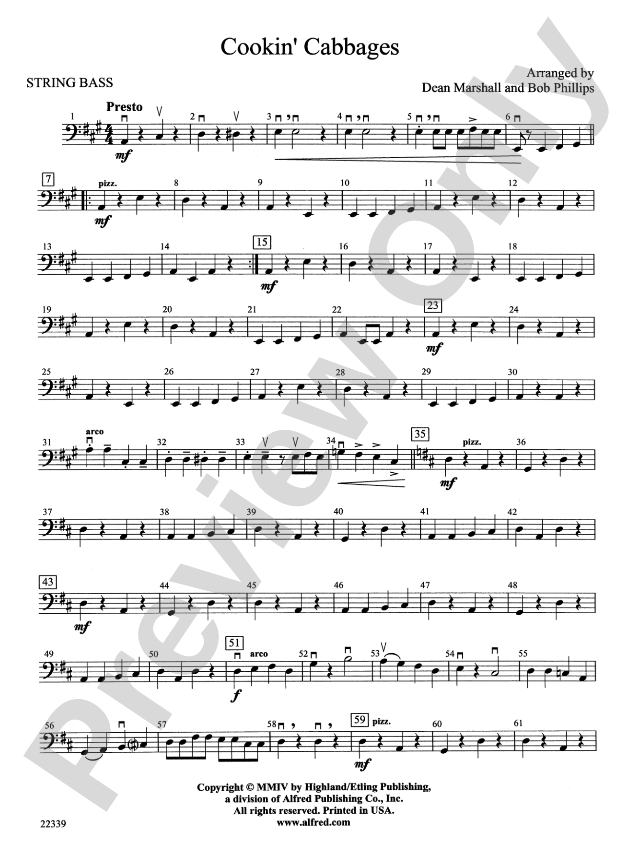 Cookin' Cabbages: String Bass