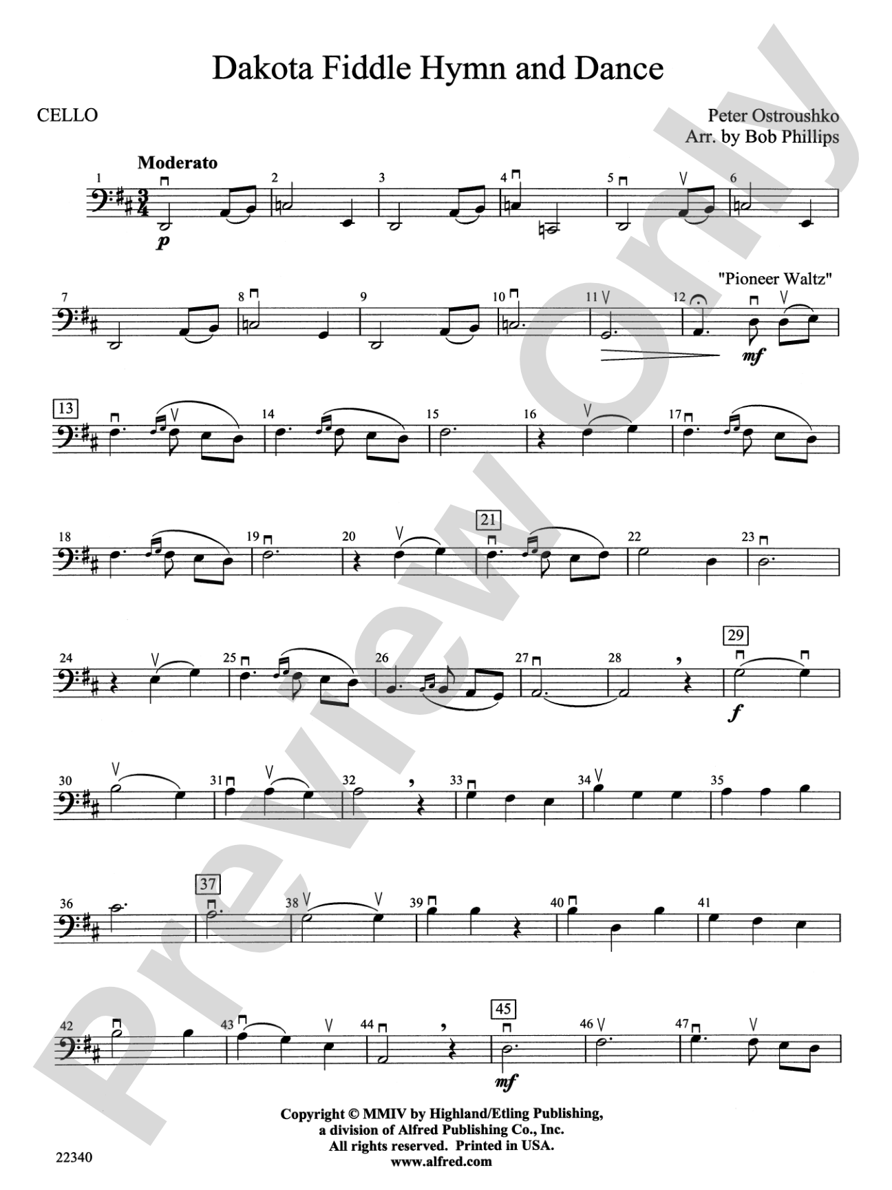 Dakota Fiddle Hymn and Dance: Cello