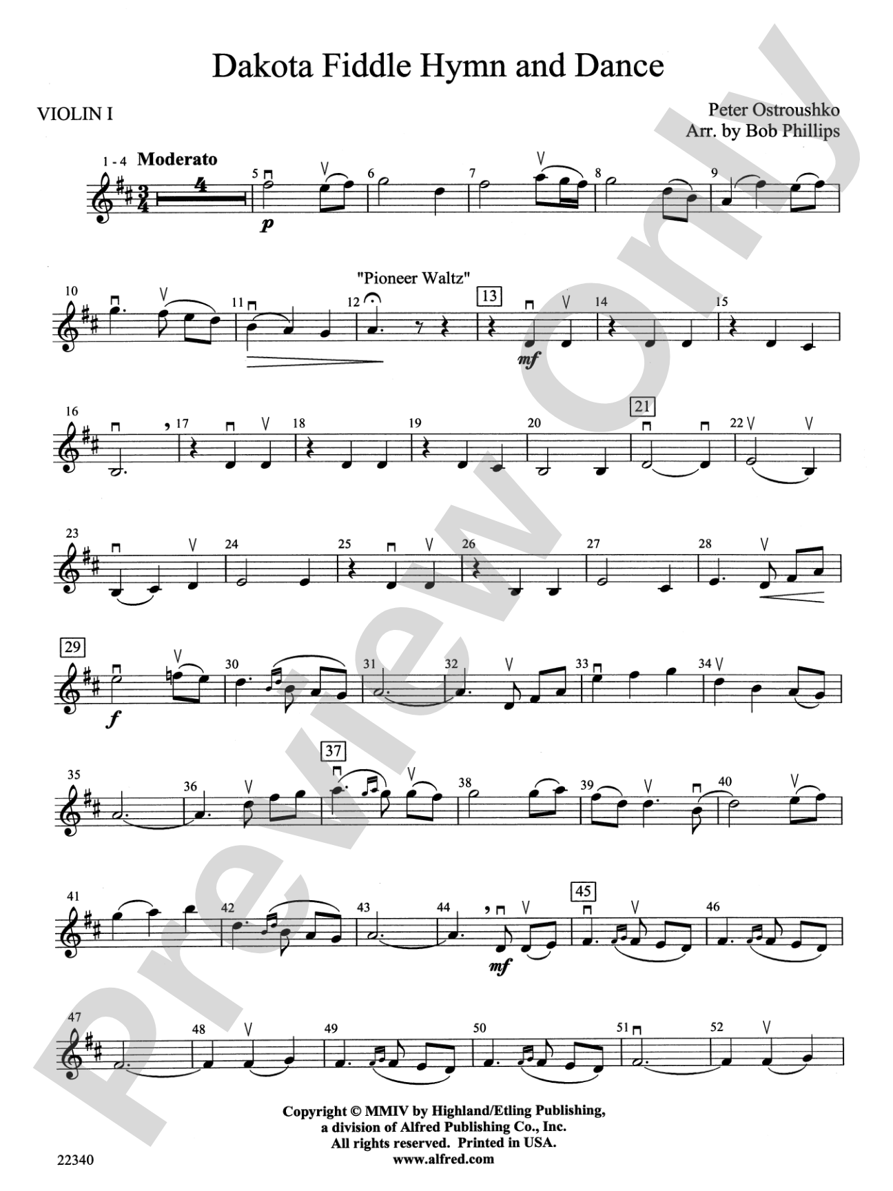 Dakota Fiddle Hymn and Dance: 1st Violin