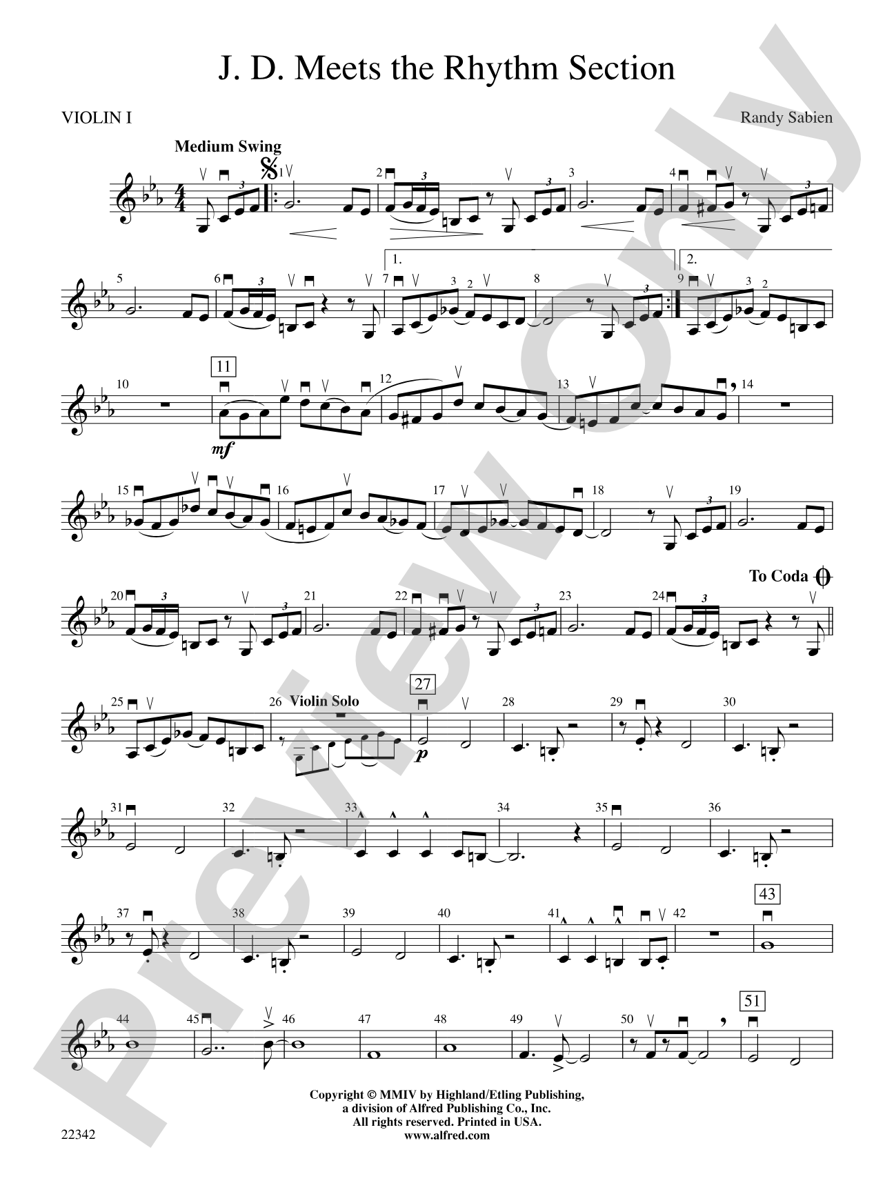 J. D. Meets the Rhythm Section: 1st Violin