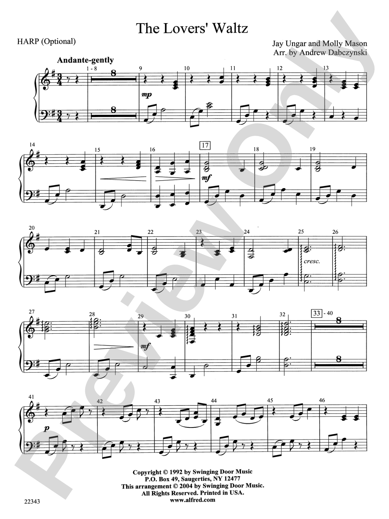 The Lover's Waltz: Harp