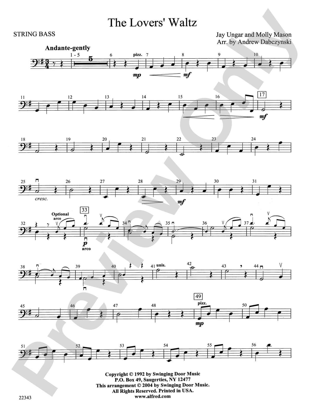 The Lover's Waltz: String Bass