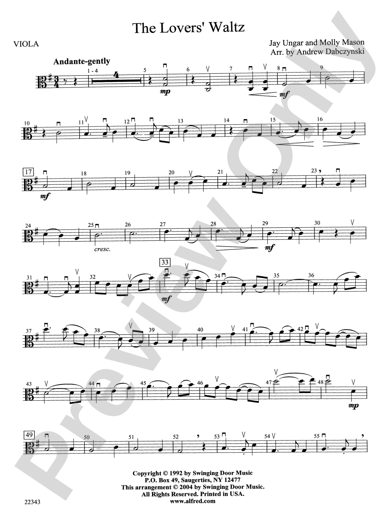 The Lover's Waltz: Viola