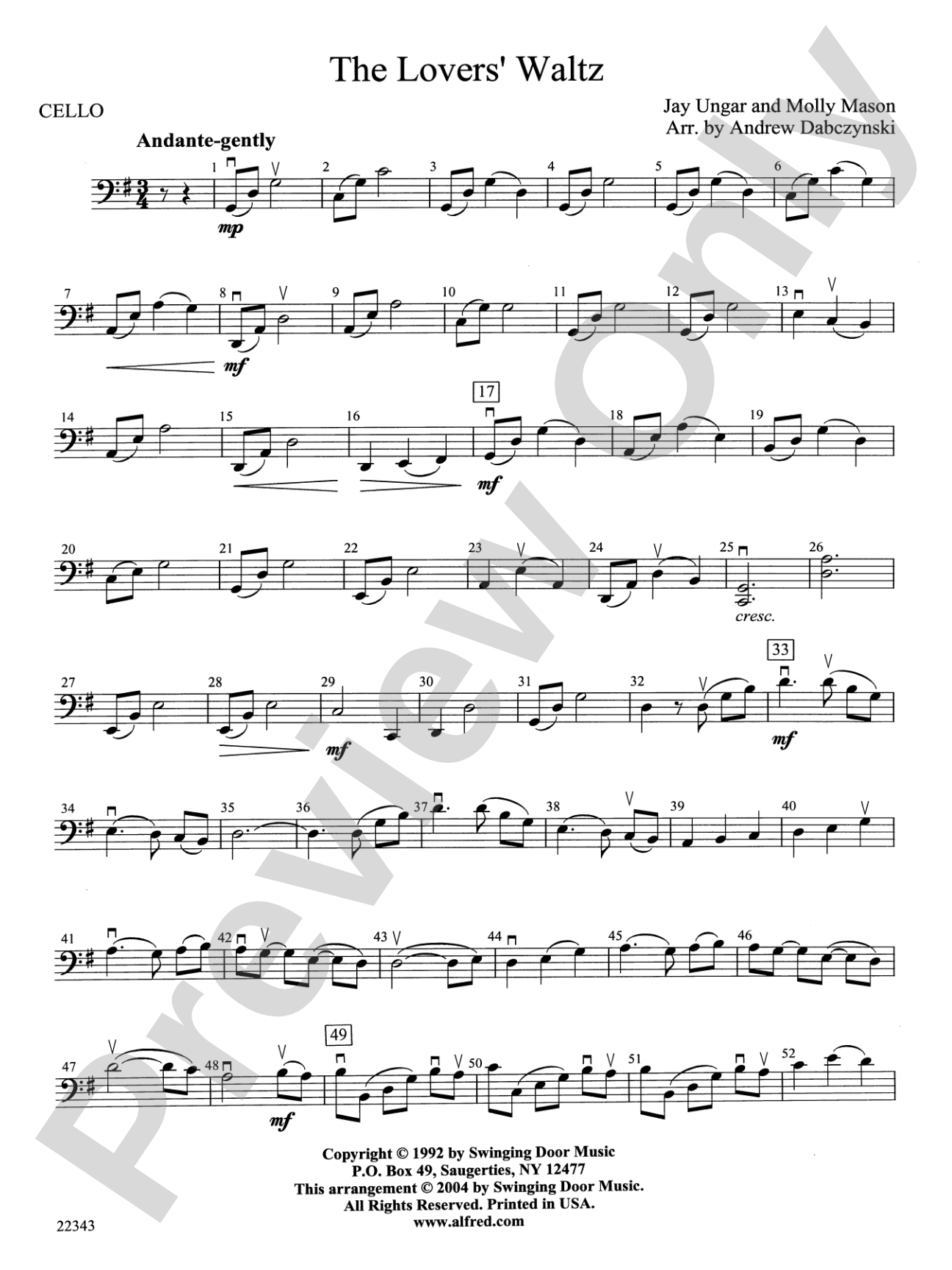 The Lover's Waltz: Cello