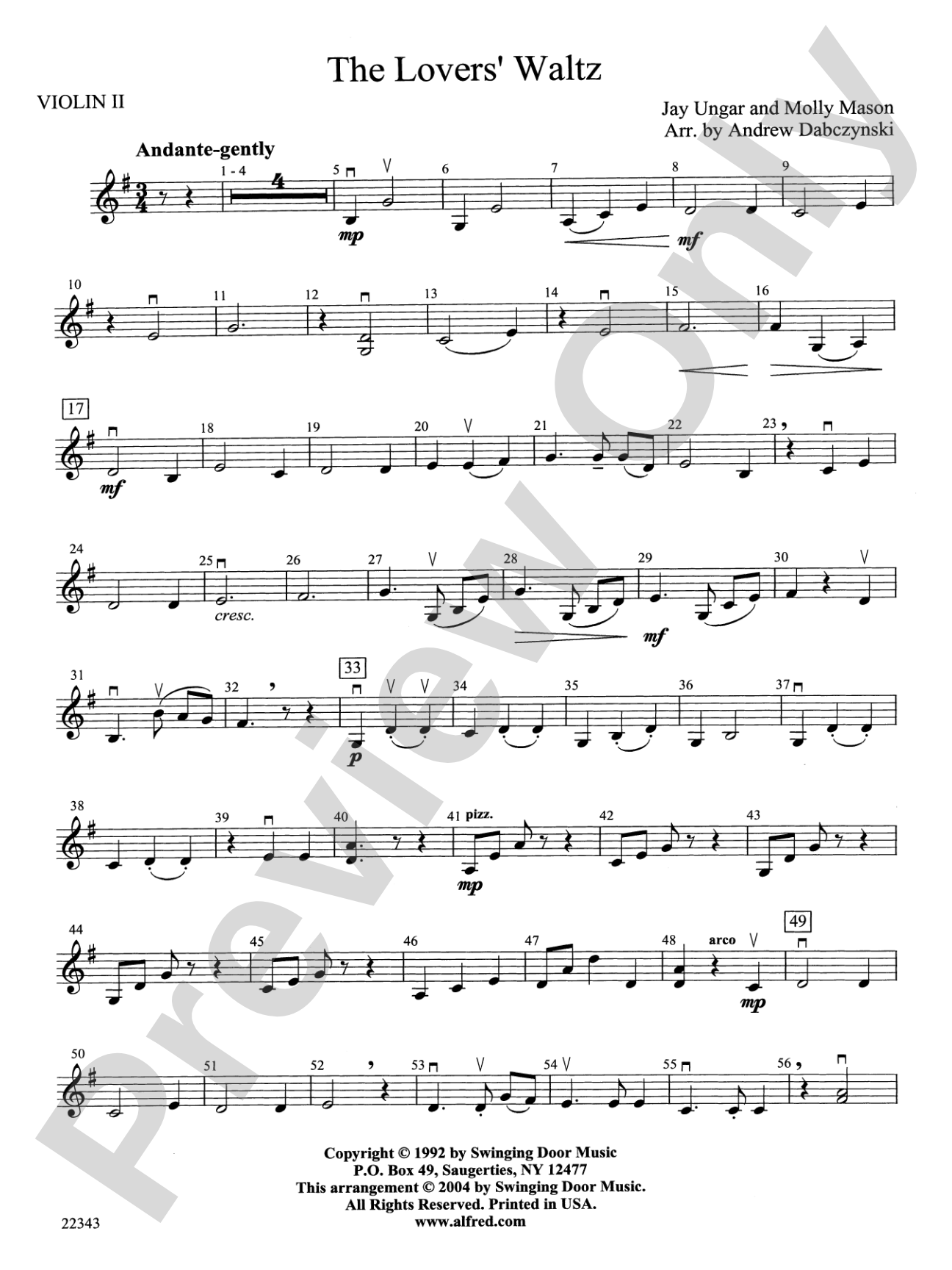 The Lover's Waltz: 2nd Violin