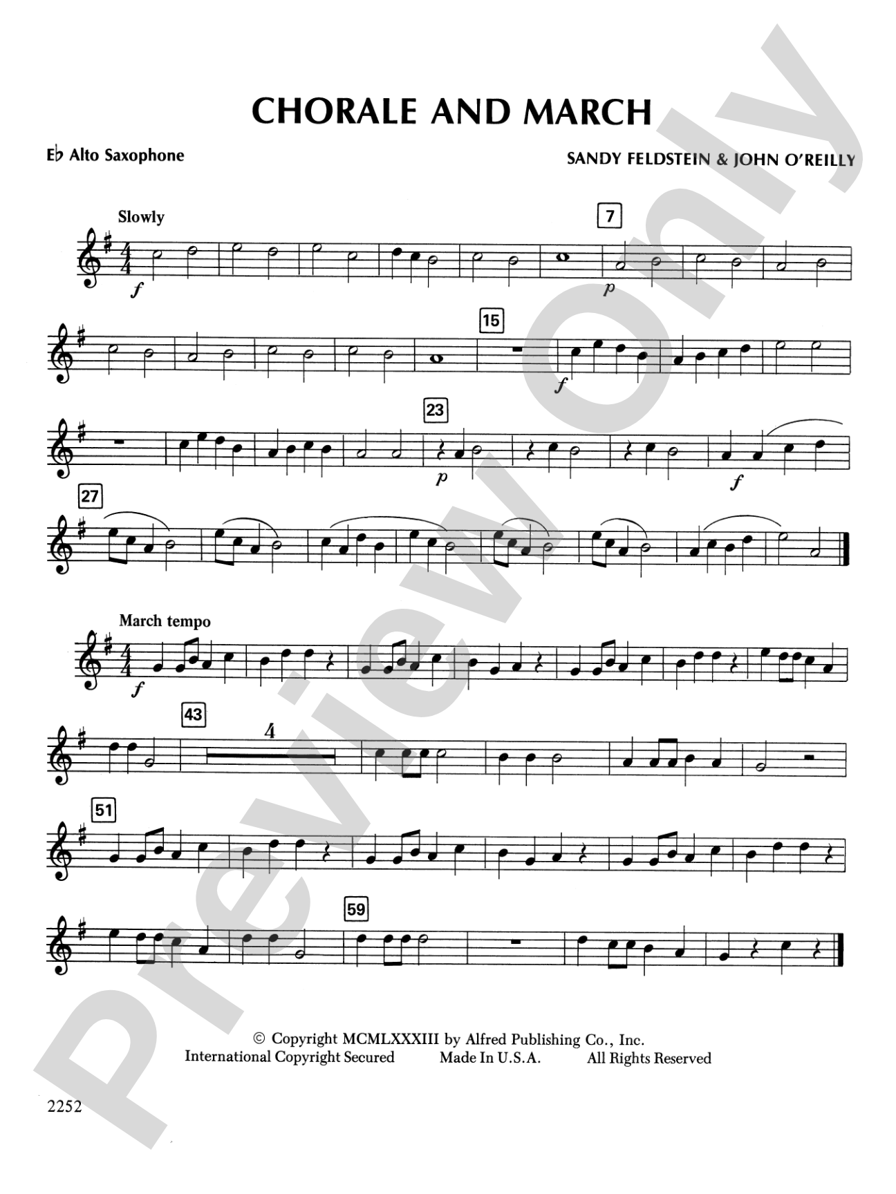 Chorale and March: E-flat Alto Saxophone