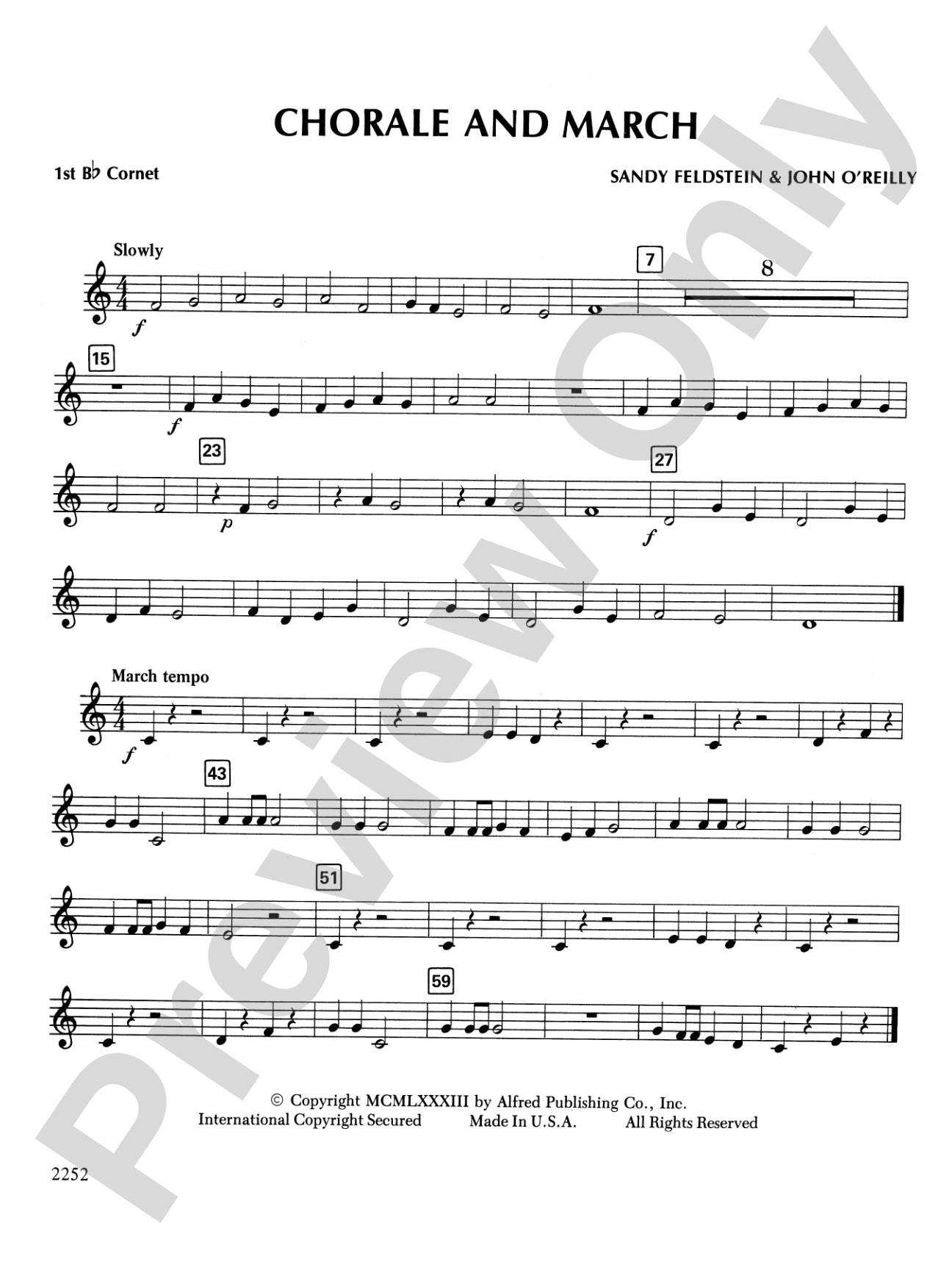 Chorale and March: 1st B-flat Cornet