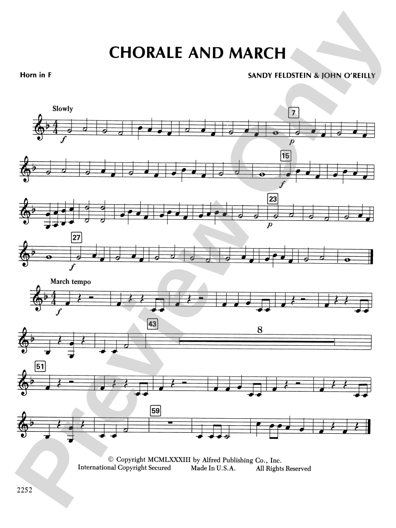 Chorale and March: 1st F Horn