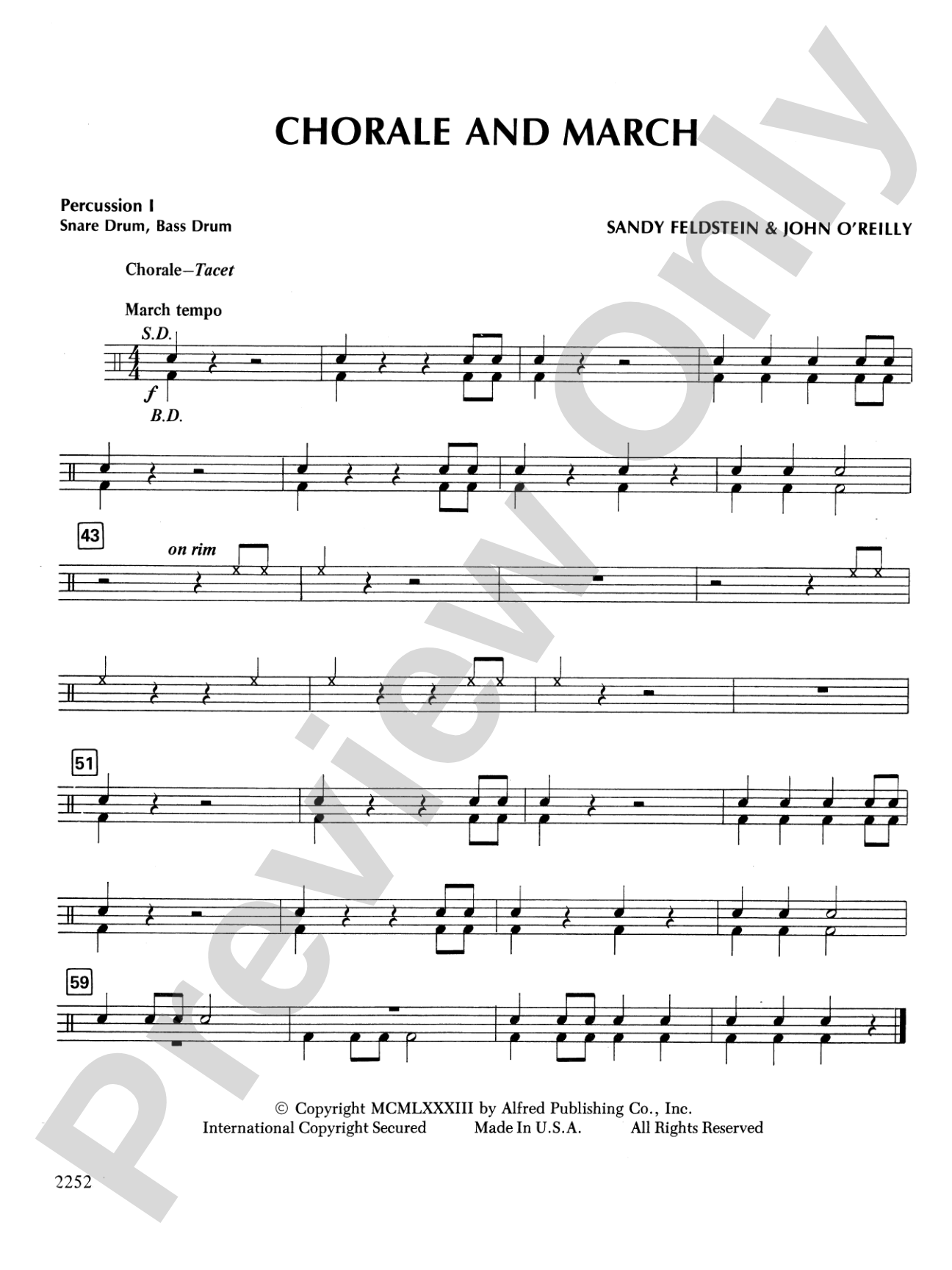 Chorale and March: 1st Percussion
