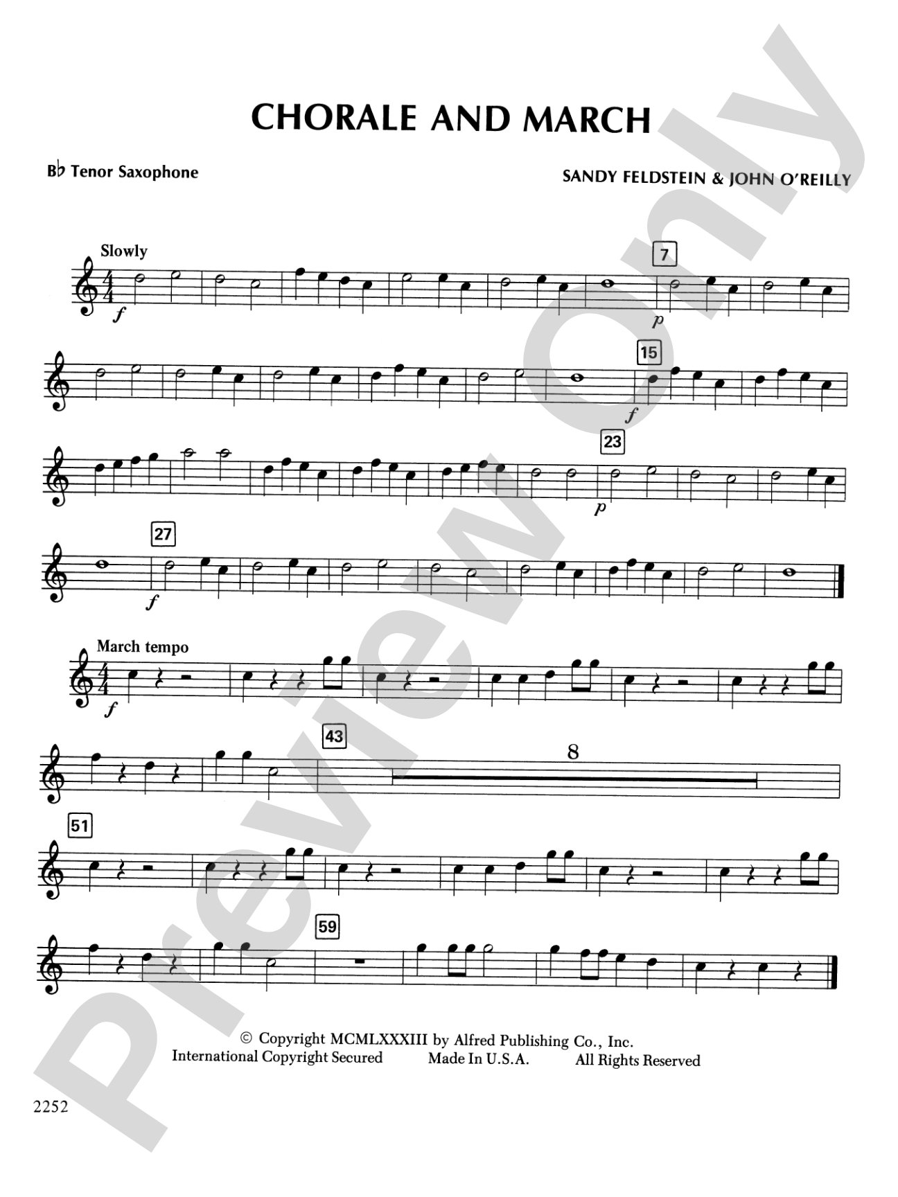 Chorale and March: B-flat Tenor Saxophone