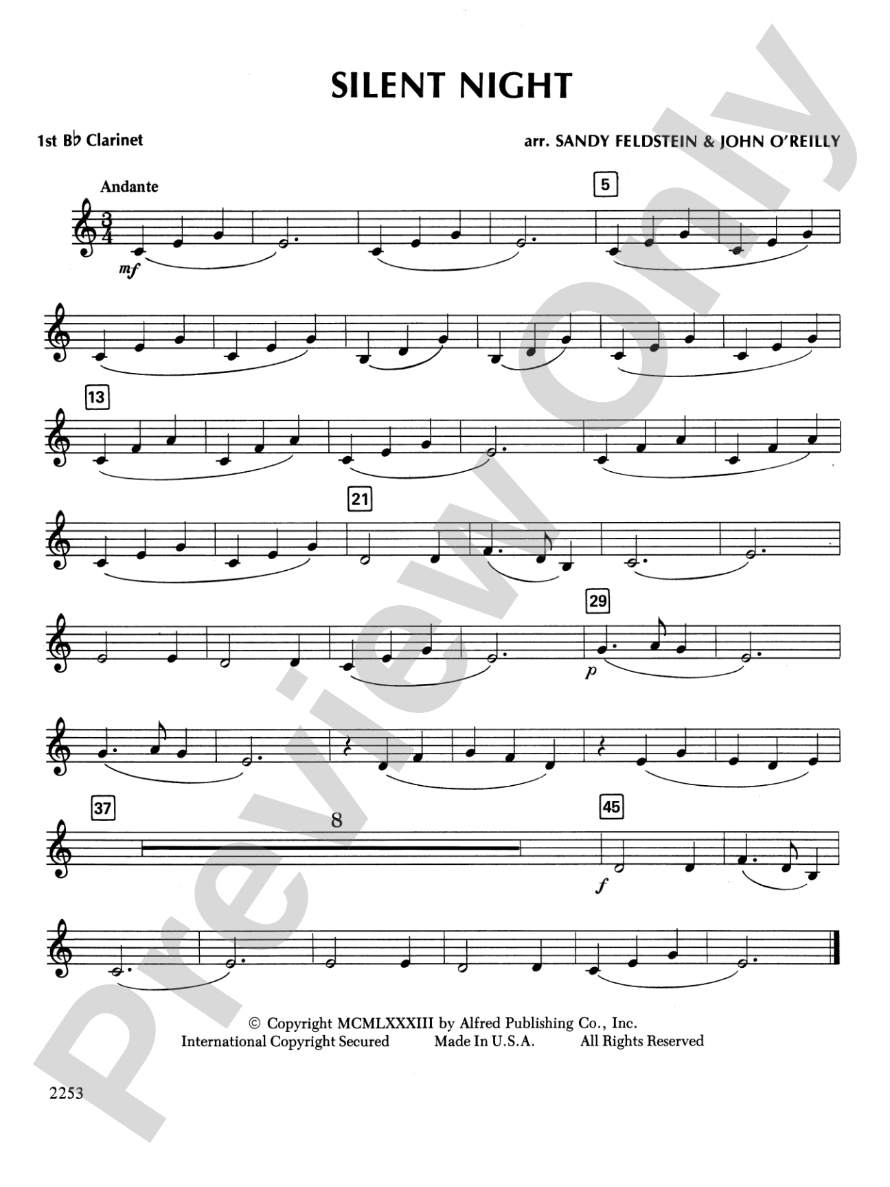 Silent Night: 1st B-flat Clarinet