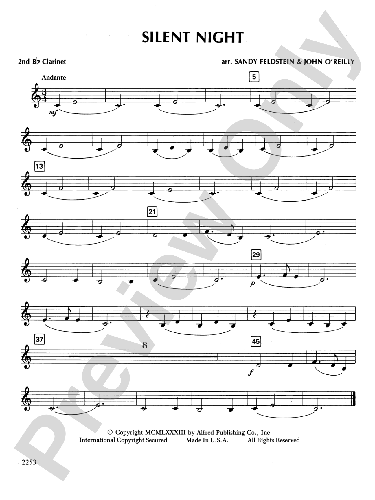 Silent Night: 2nd B-flat Clarinet