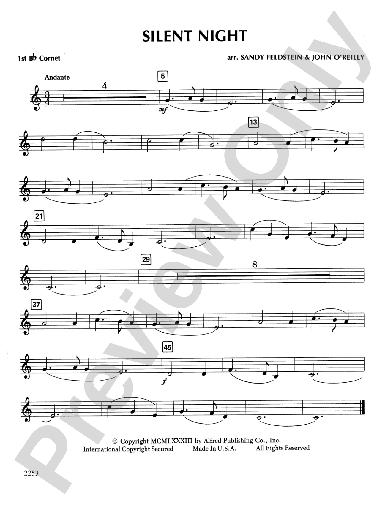 Silent Night: 1st B-flat Cornet