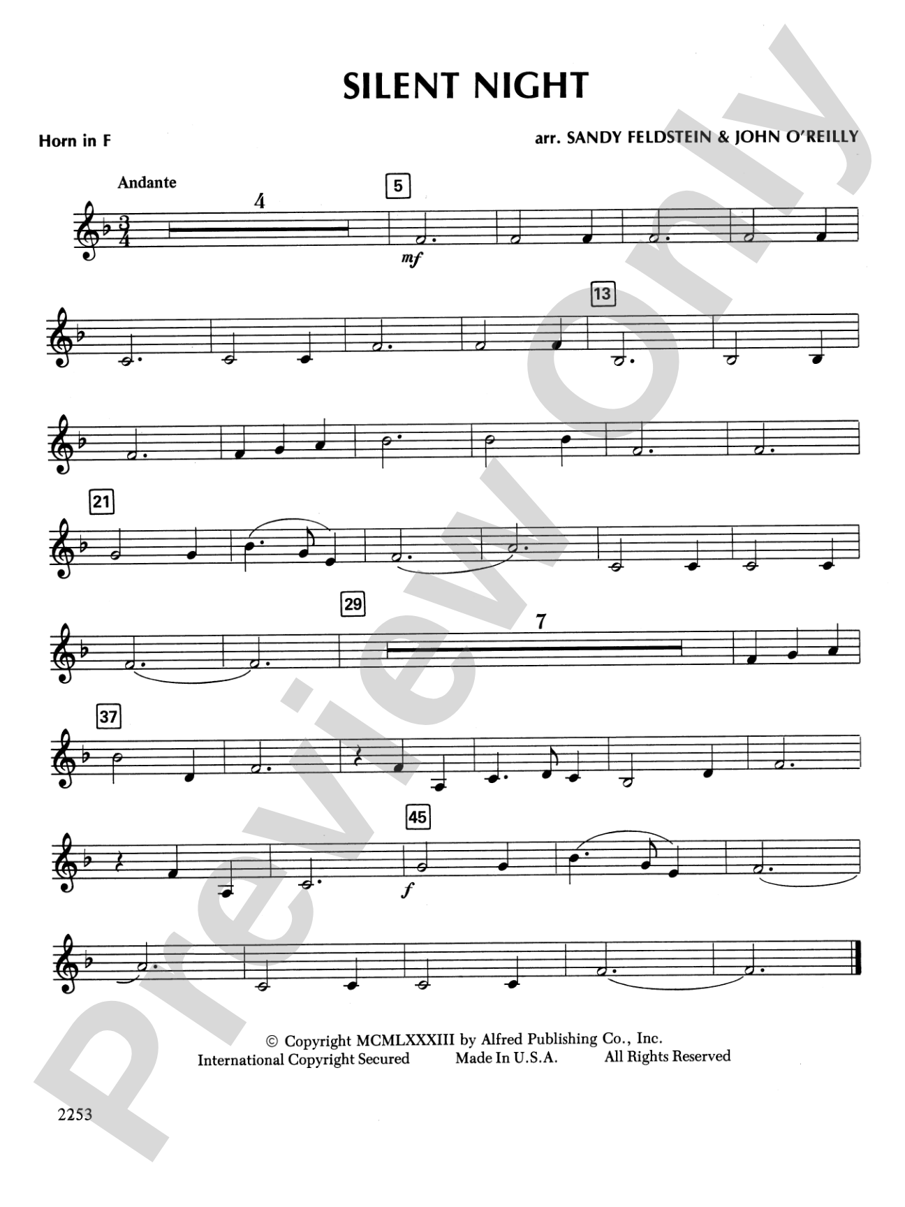 Silent Night: 1st F Horn