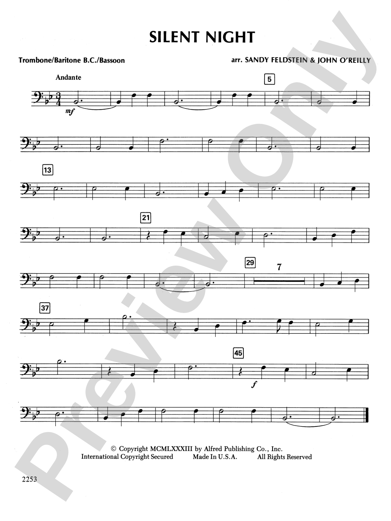 Silent Night: 1st Trombone
