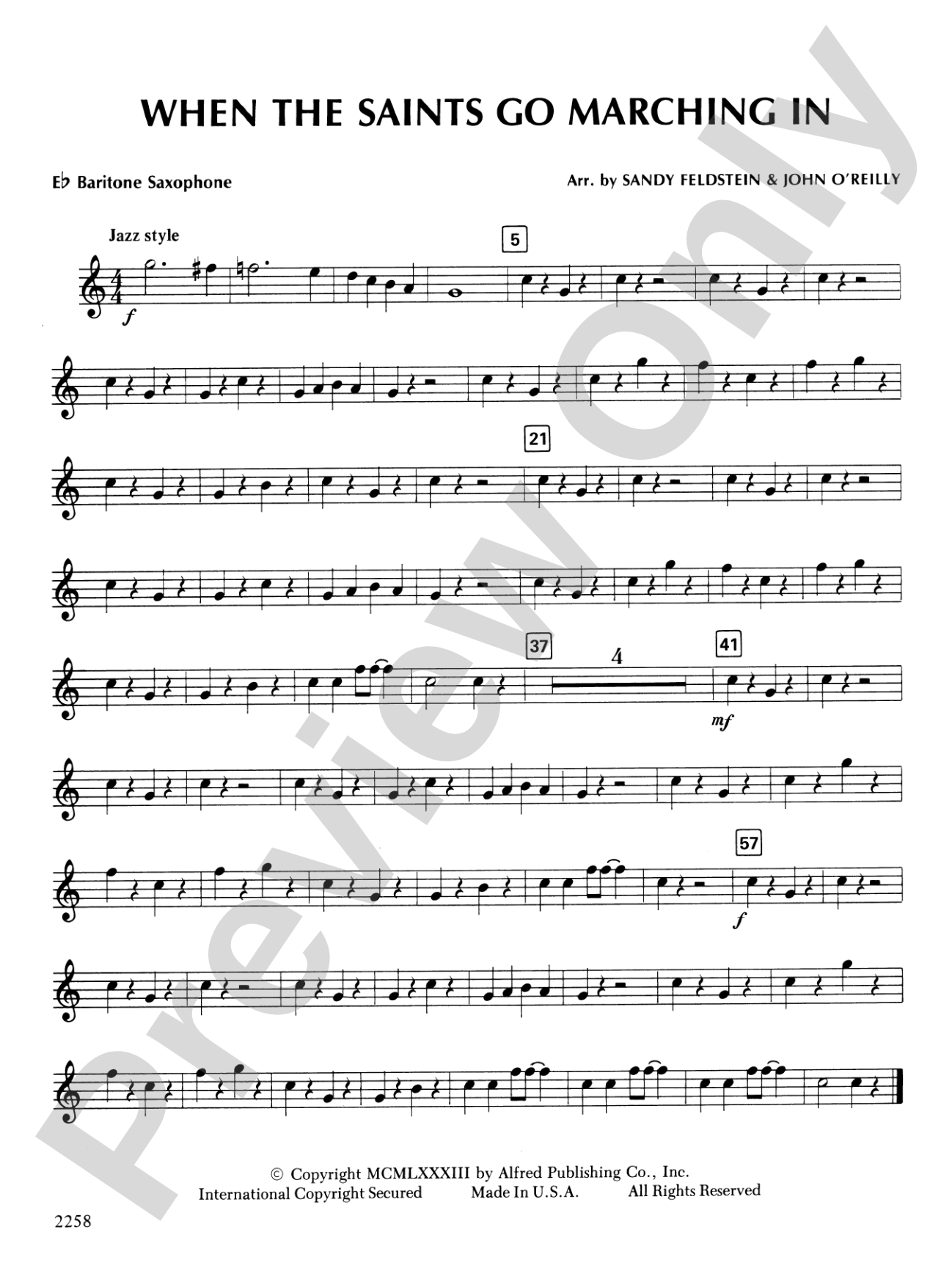 When the Saints Go Marching In: E-flat Baritone Saxophone