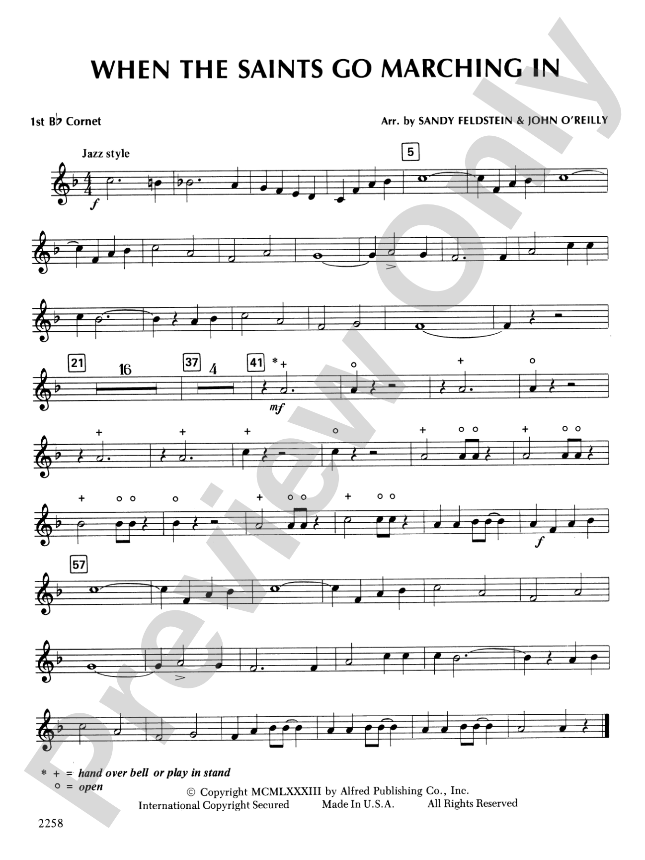When the Saints Go Marching In: 1st B-flat Cornet