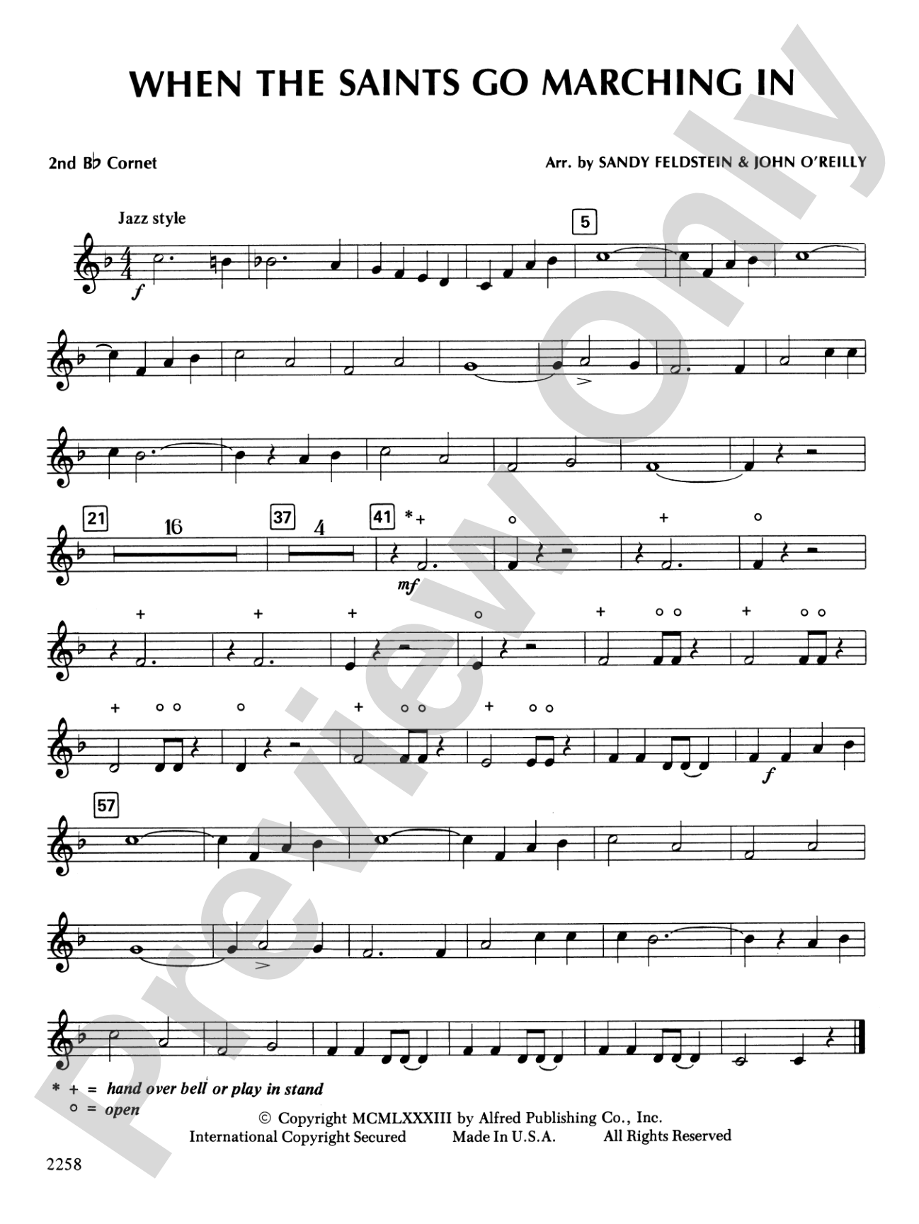 When the Saints Go Marching In: 2nd B-flat Cornet