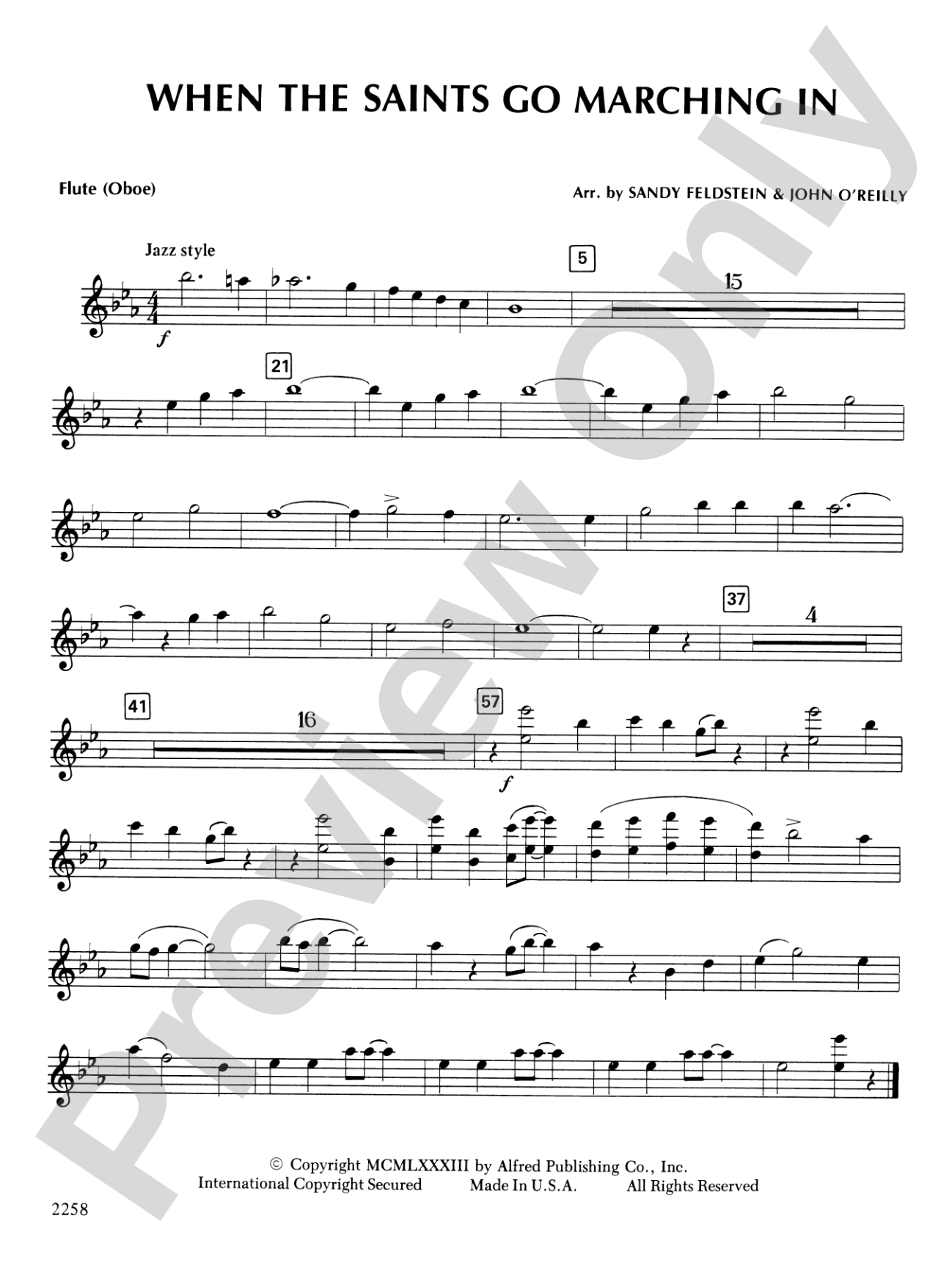 When the Saints Go Marching In: Flute