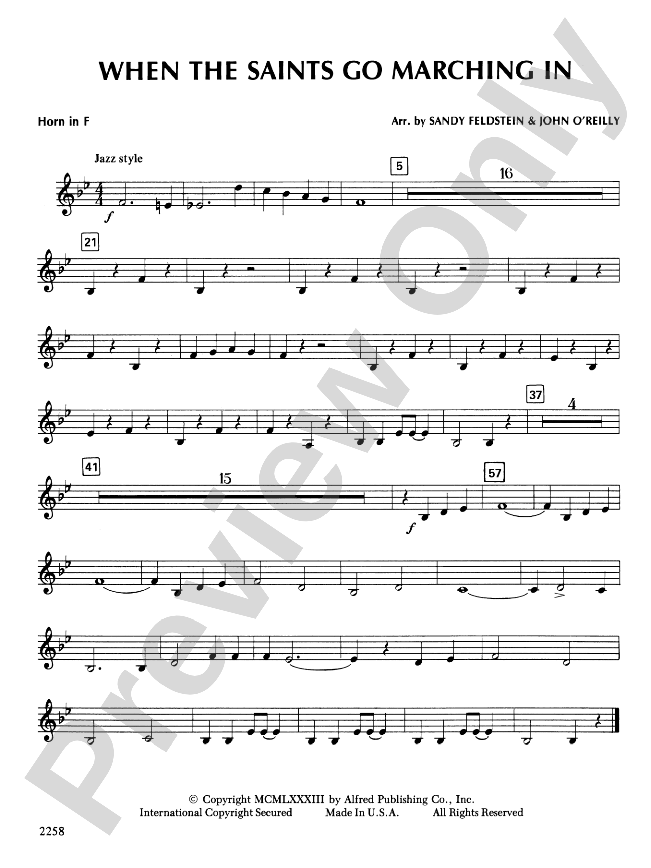 When the Saints Go Marching In: 1st F Horn