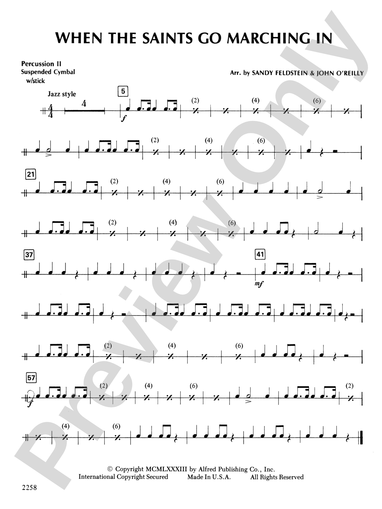 When the Saints Go Marching In: 2nd Percussion