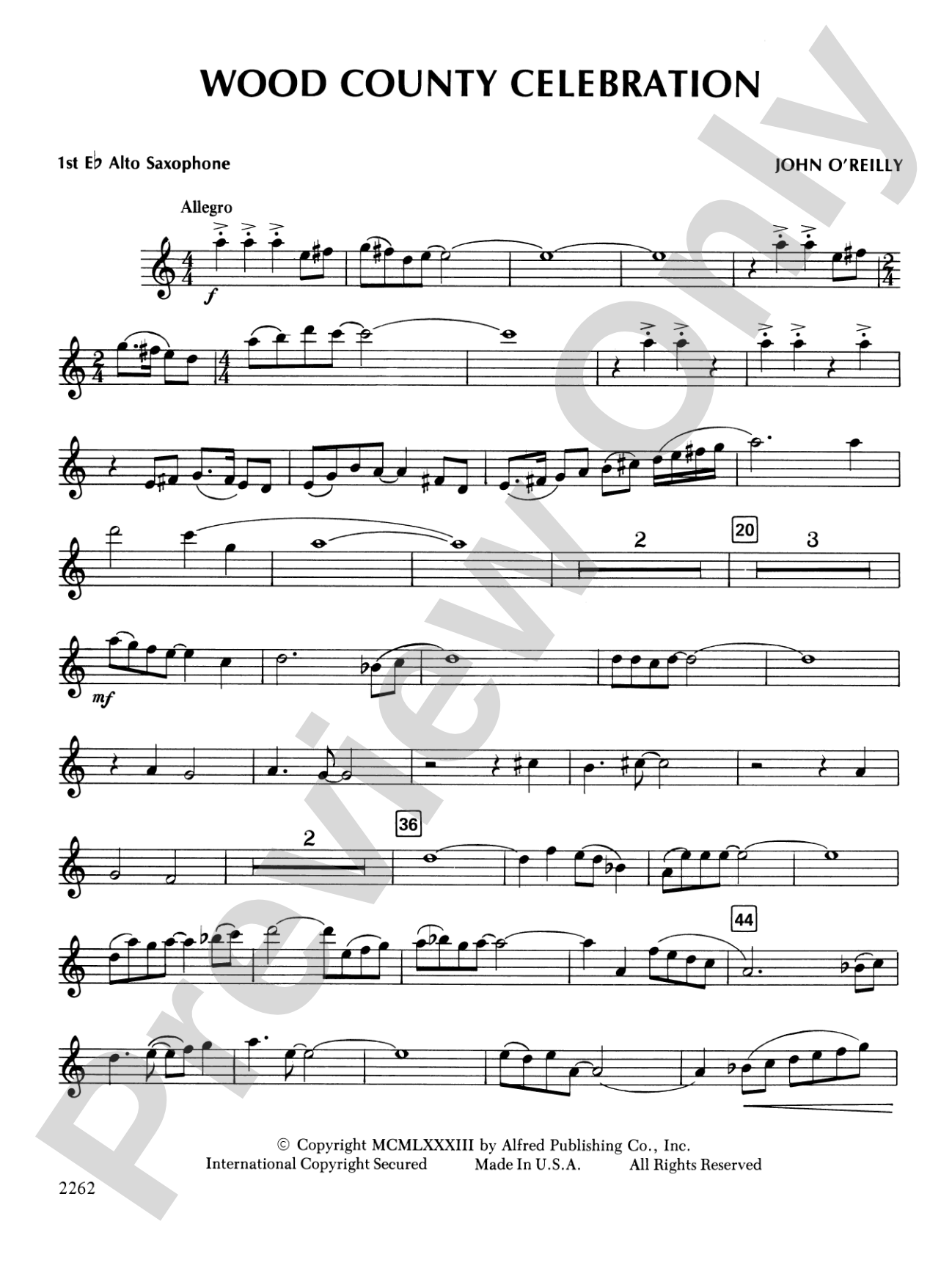 Wood County Celebration: E-flat Alto Saxophone