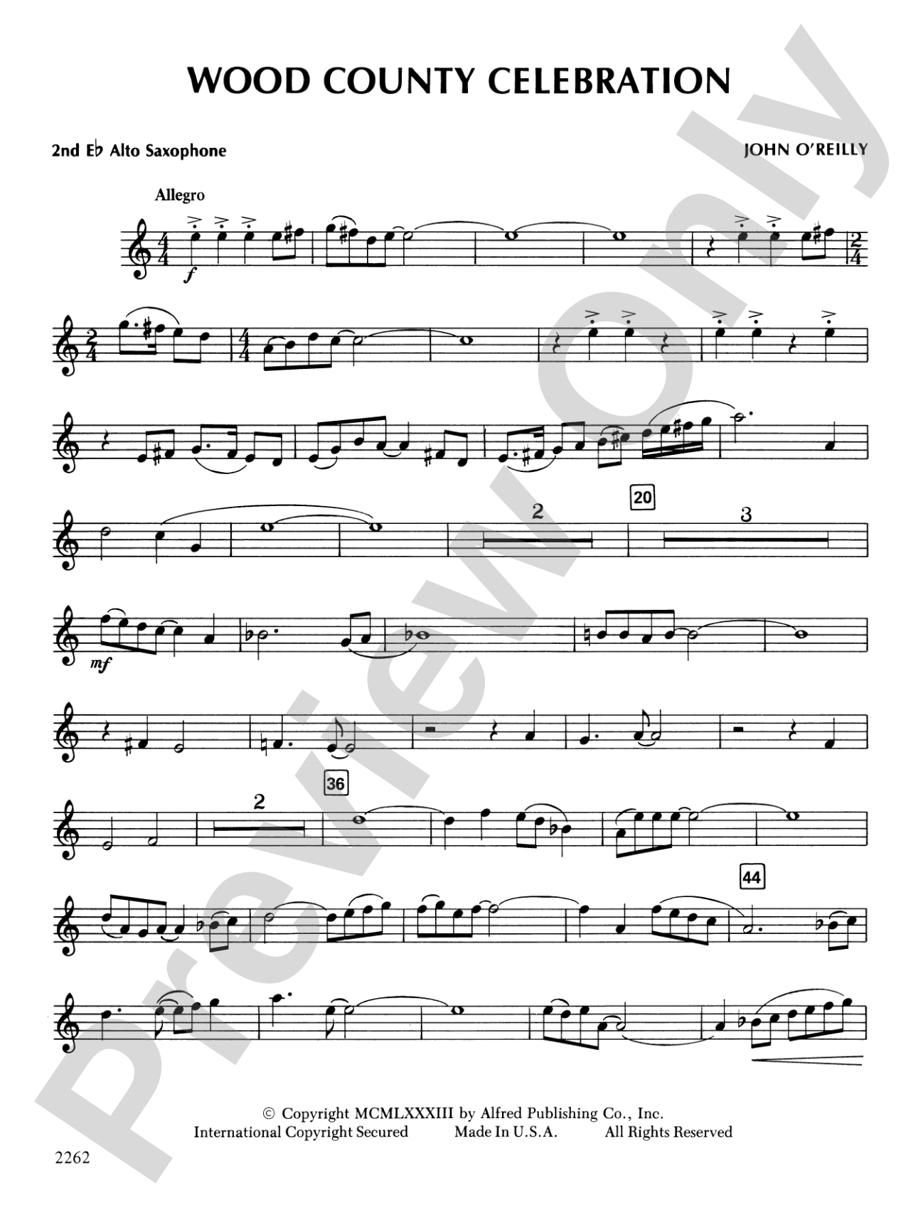 Wood County Celebration: 2nd E-flat Alto Saxophone