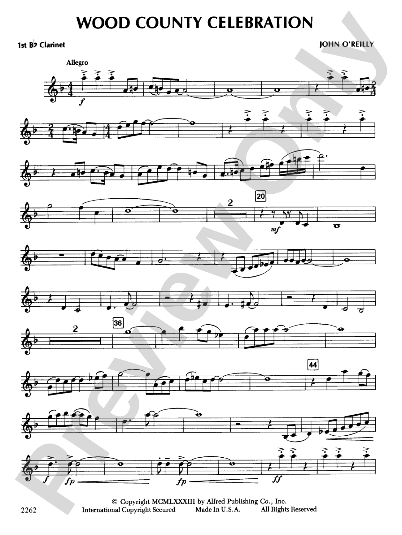 Wood County Celebration: 1st B-flat Clarinet