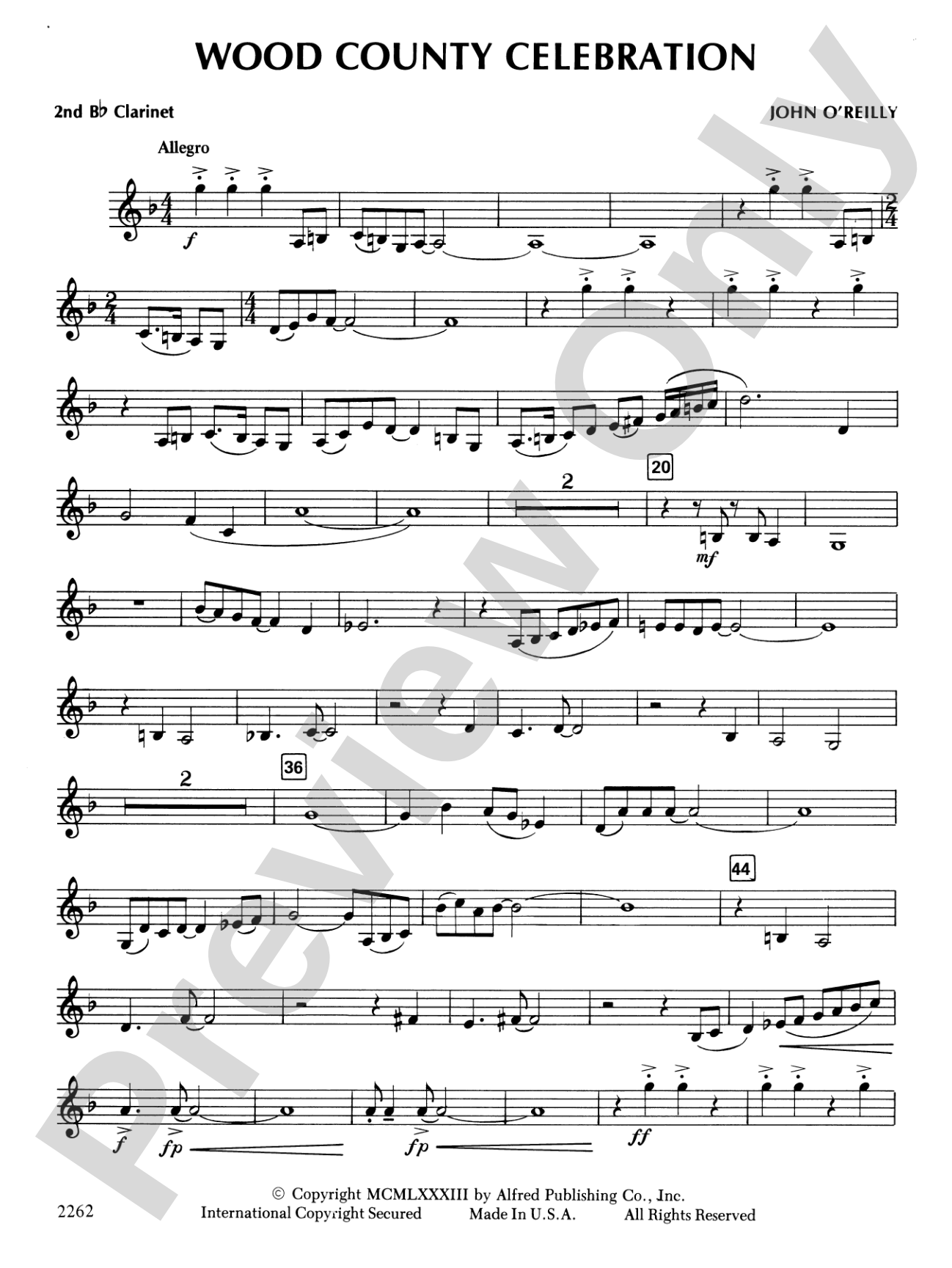 Wood County Celebration: 2nd B-flat Clarinet