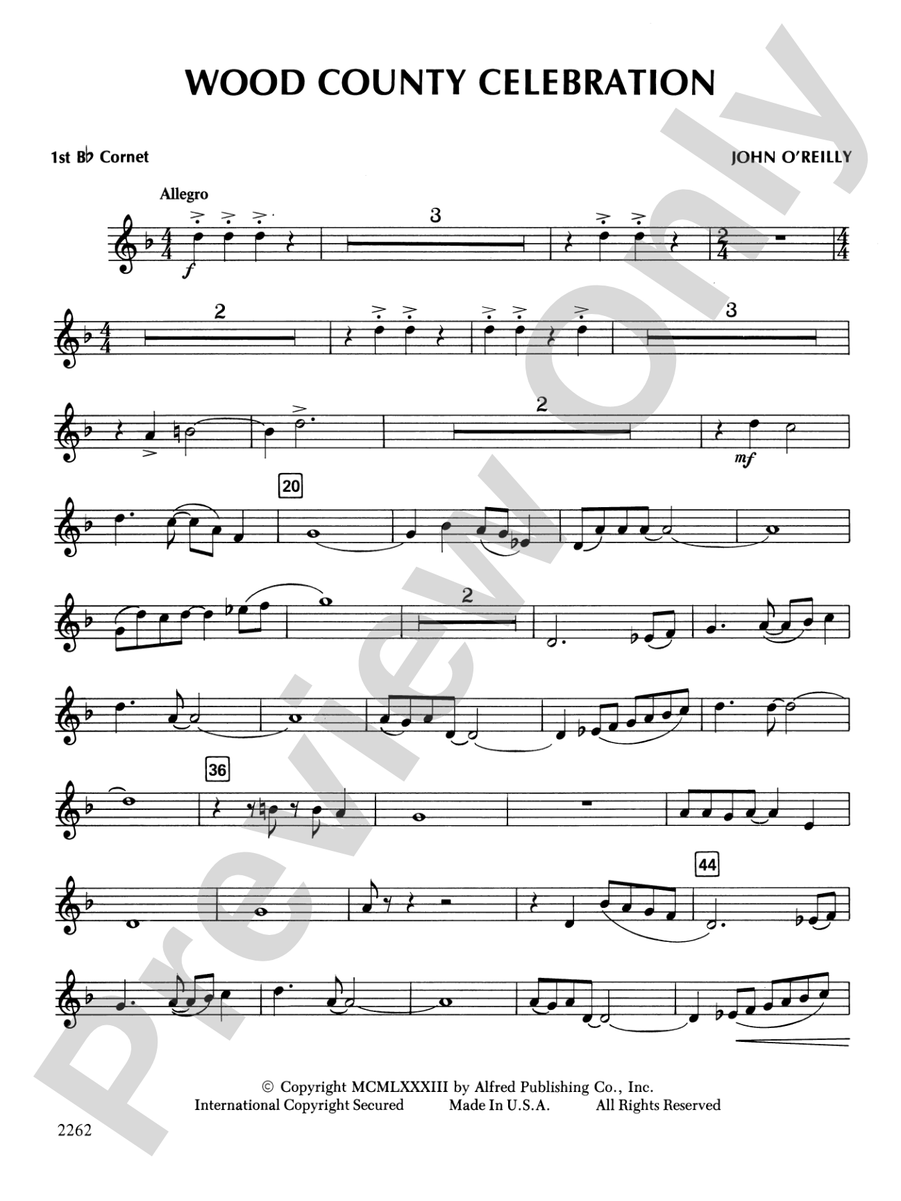 Wood County Celebration: 1st B-flat Cornet