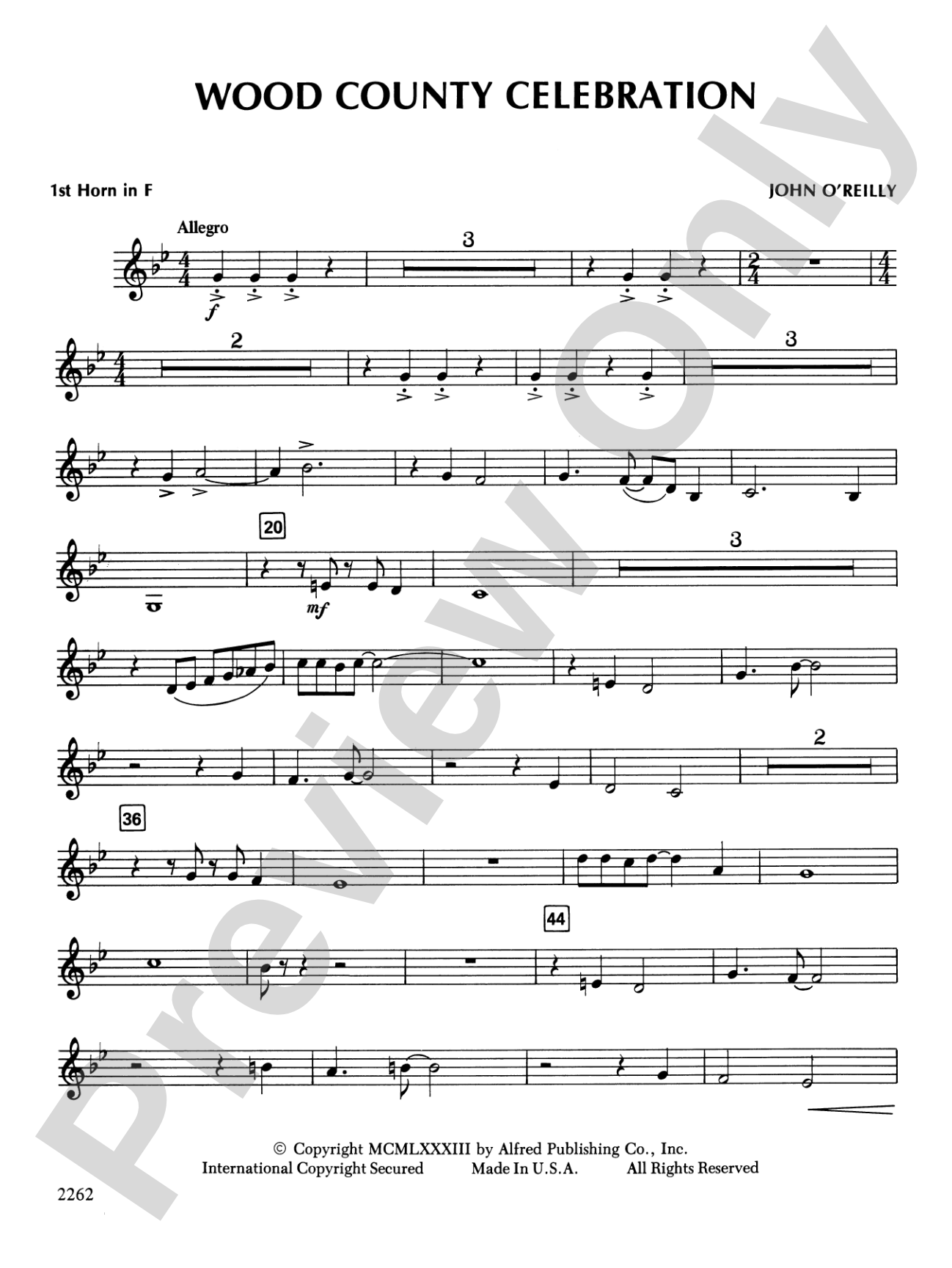 Wood County Celebration: 1st F Horn