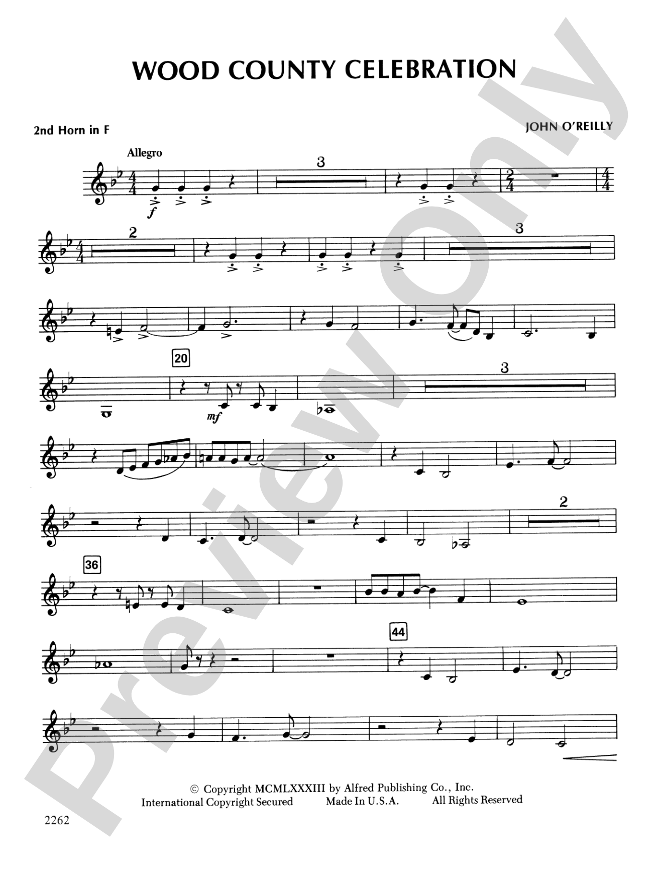 Wood County Celebration: 2nd F Horn