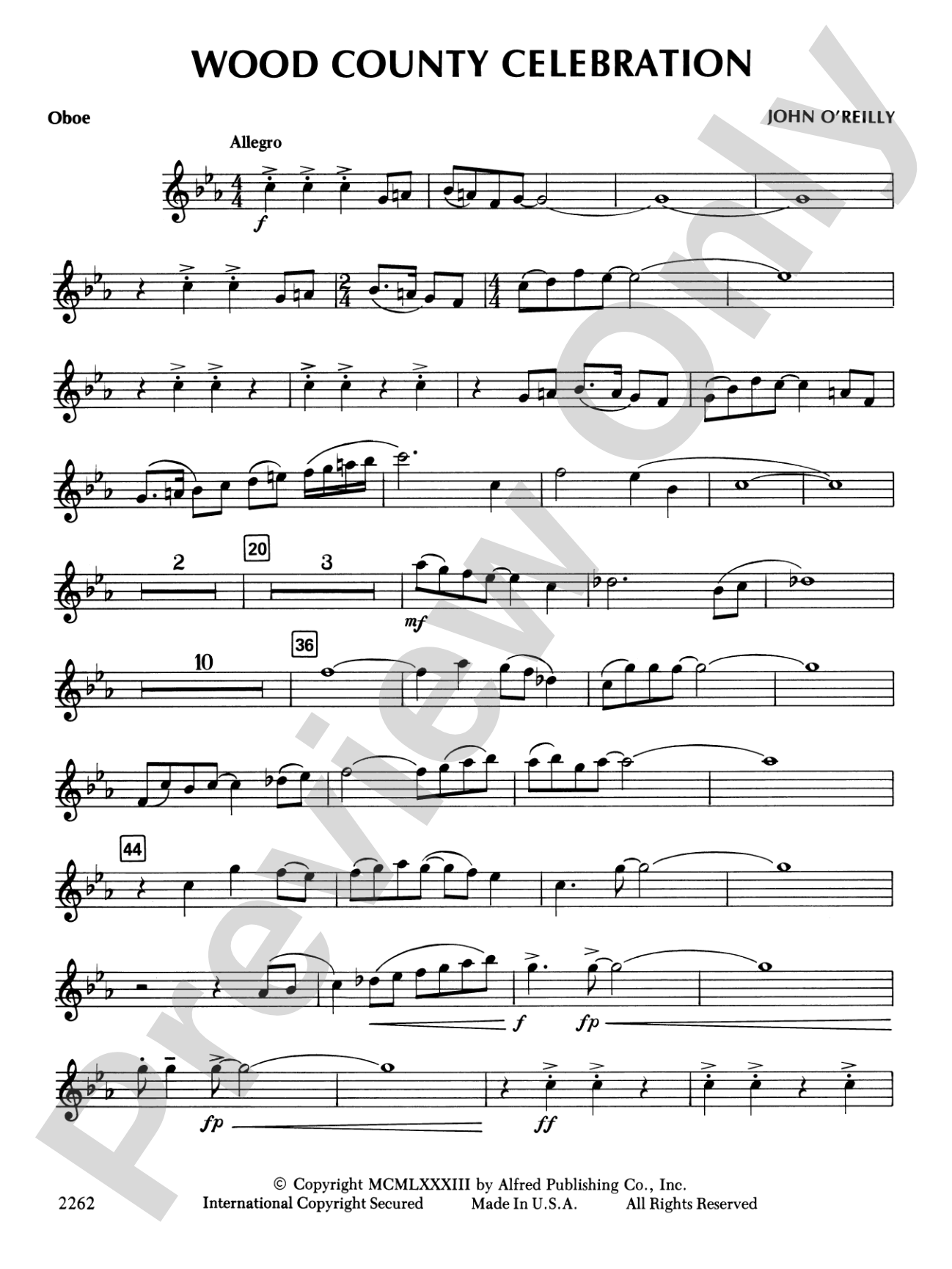 Wood County Celebration: Oboe