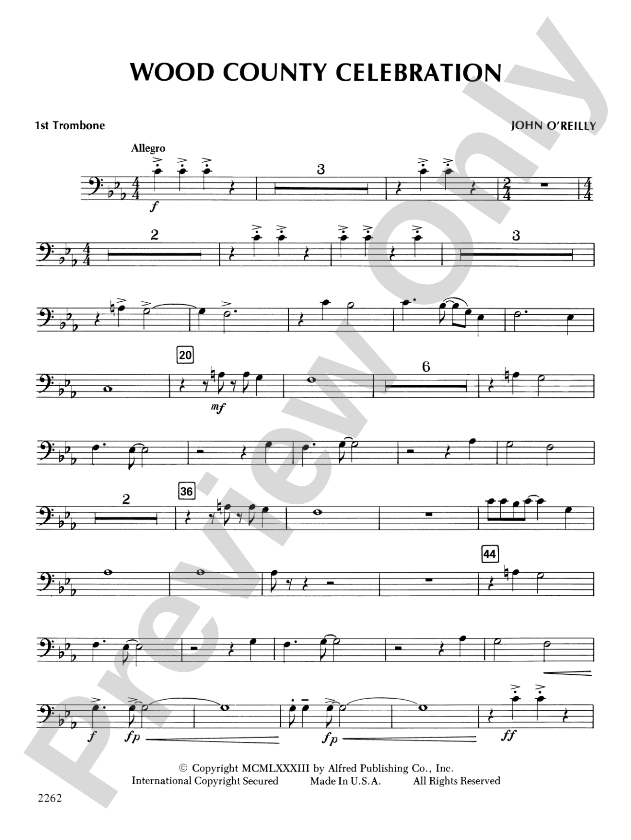 Wood County Celebration: 1st Trombone