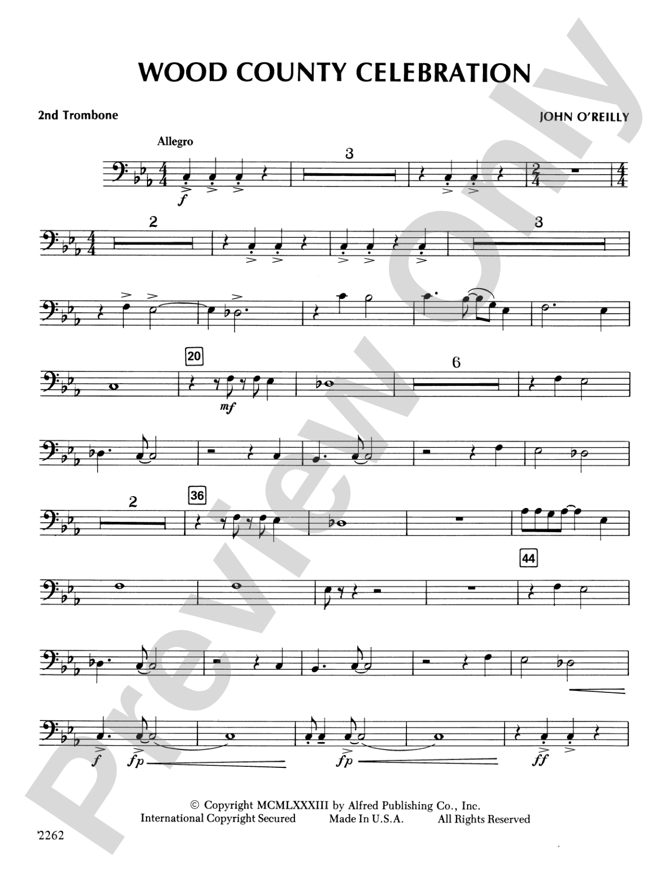 Wood County Celebration: 2nd Trombone