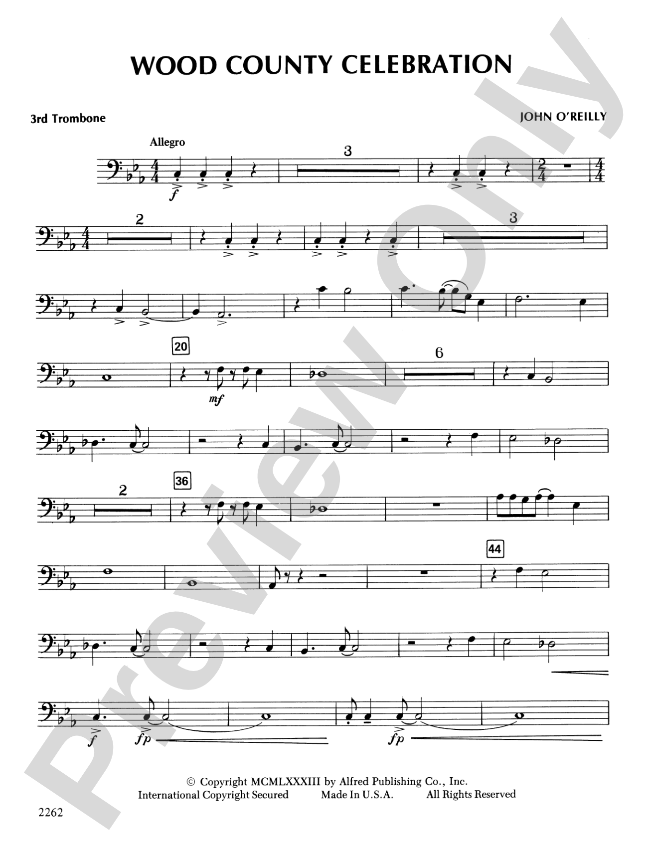 Wood County Celebration: 3rd Trombone
