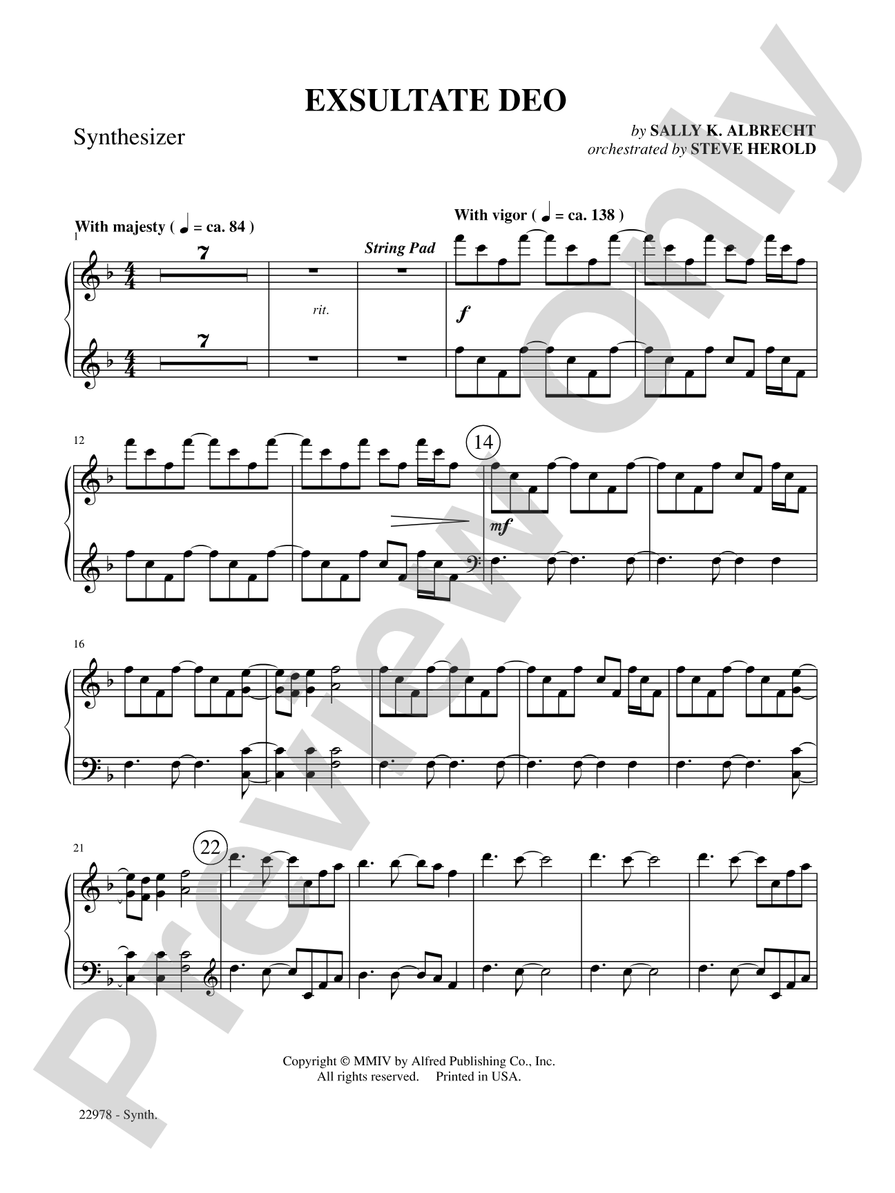 Exsultate Deo: Piano Accompaniment: Choral SoundPax