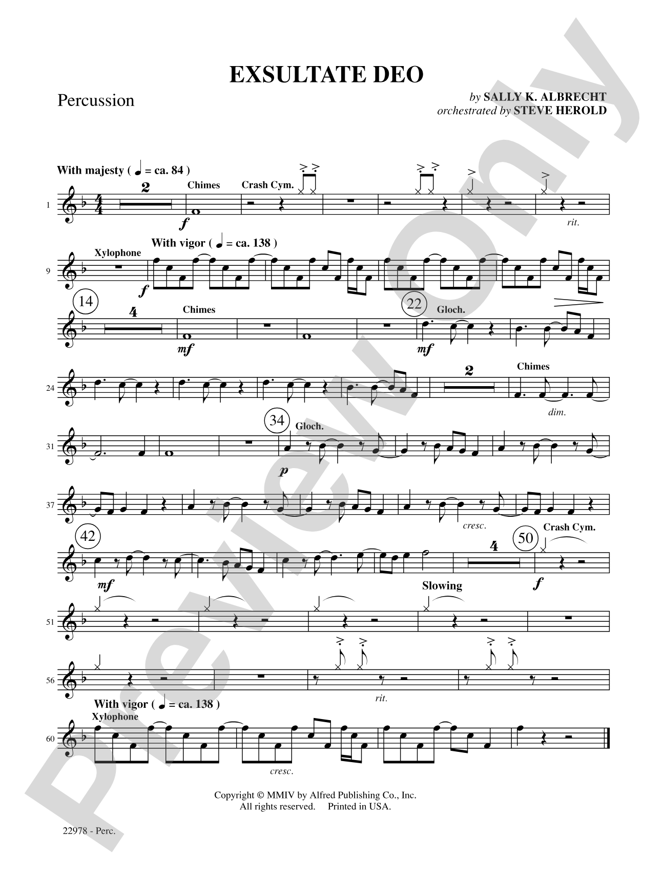 Exsultate Deo: 1st Percussion: Choral SoundPax