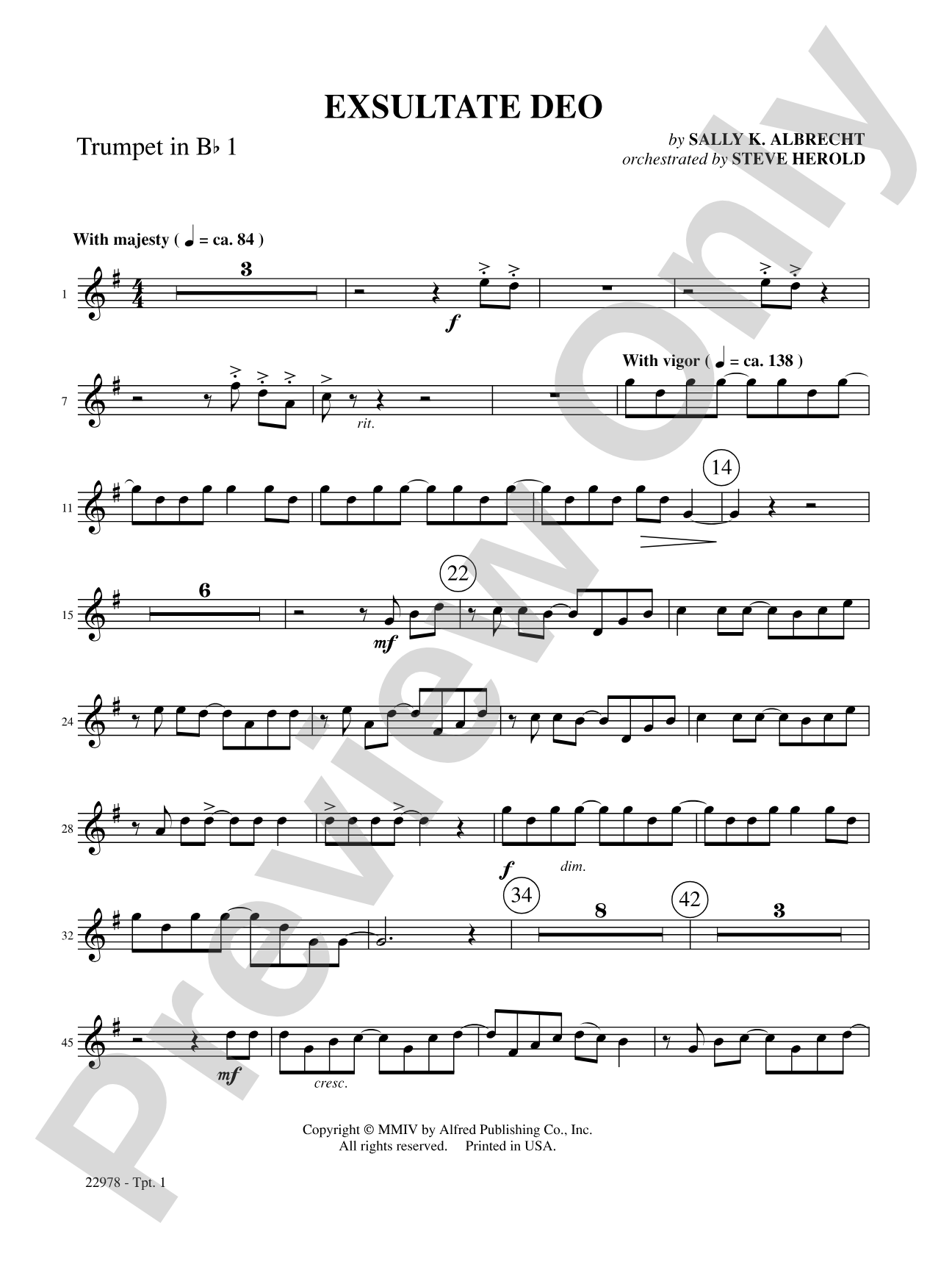 Exsultate Deo: 1st B-flat Trumpet: Choral SoundPax