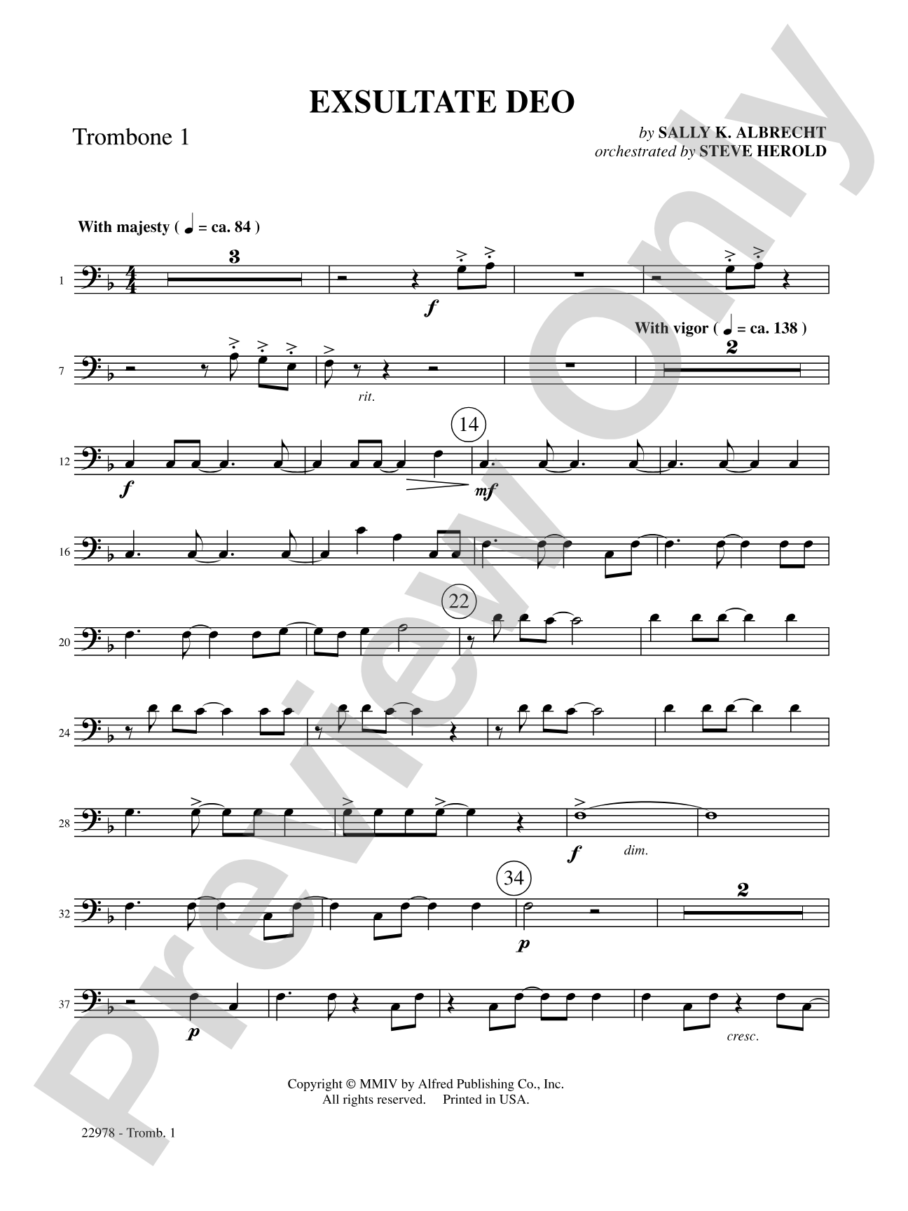 Exsultate Deo: 1st Trombone: Choral SoundPax