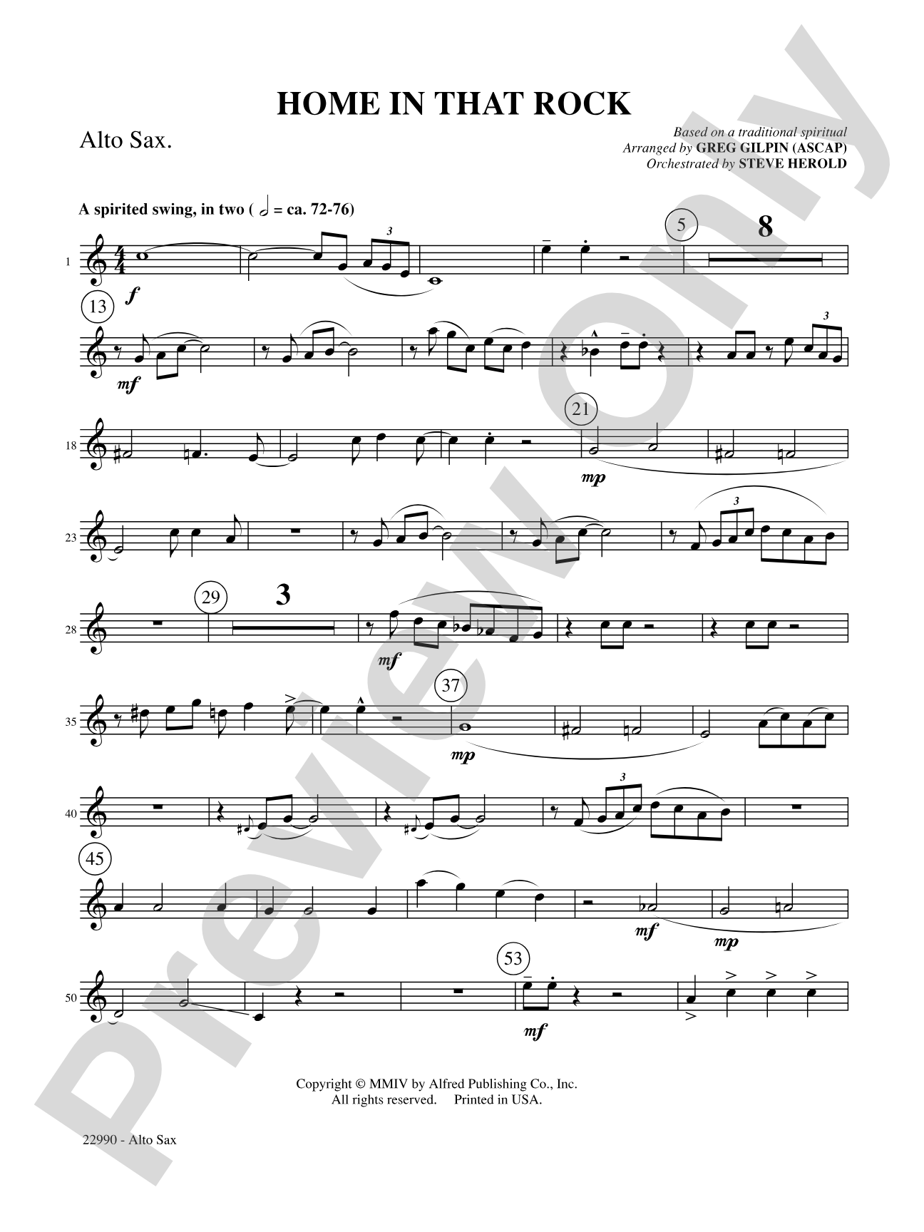 Home in That Rock: E-flat Alto Saxophone: Choral SoundPax