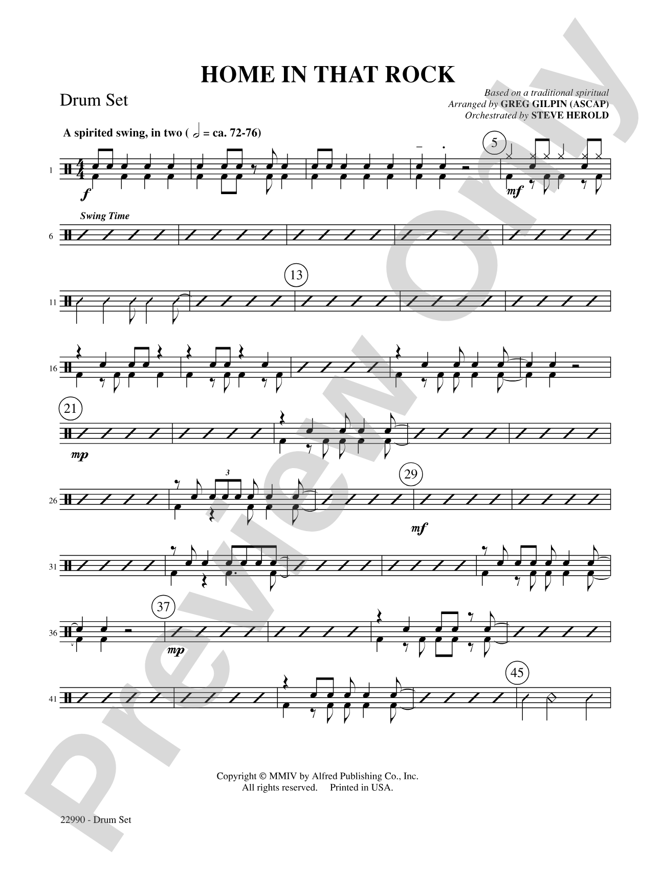 Home in That Rock: Drums: Choral SoundPax