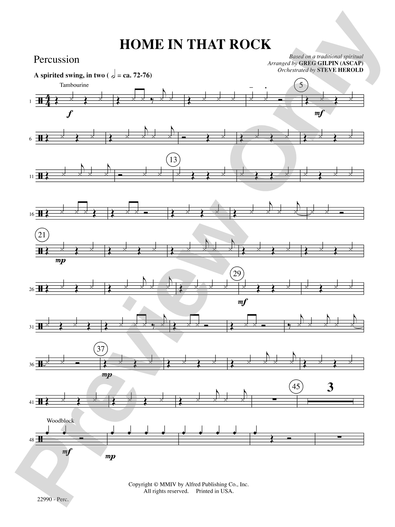 Home in That Rock: 1st Percussion: Choral SoundPax