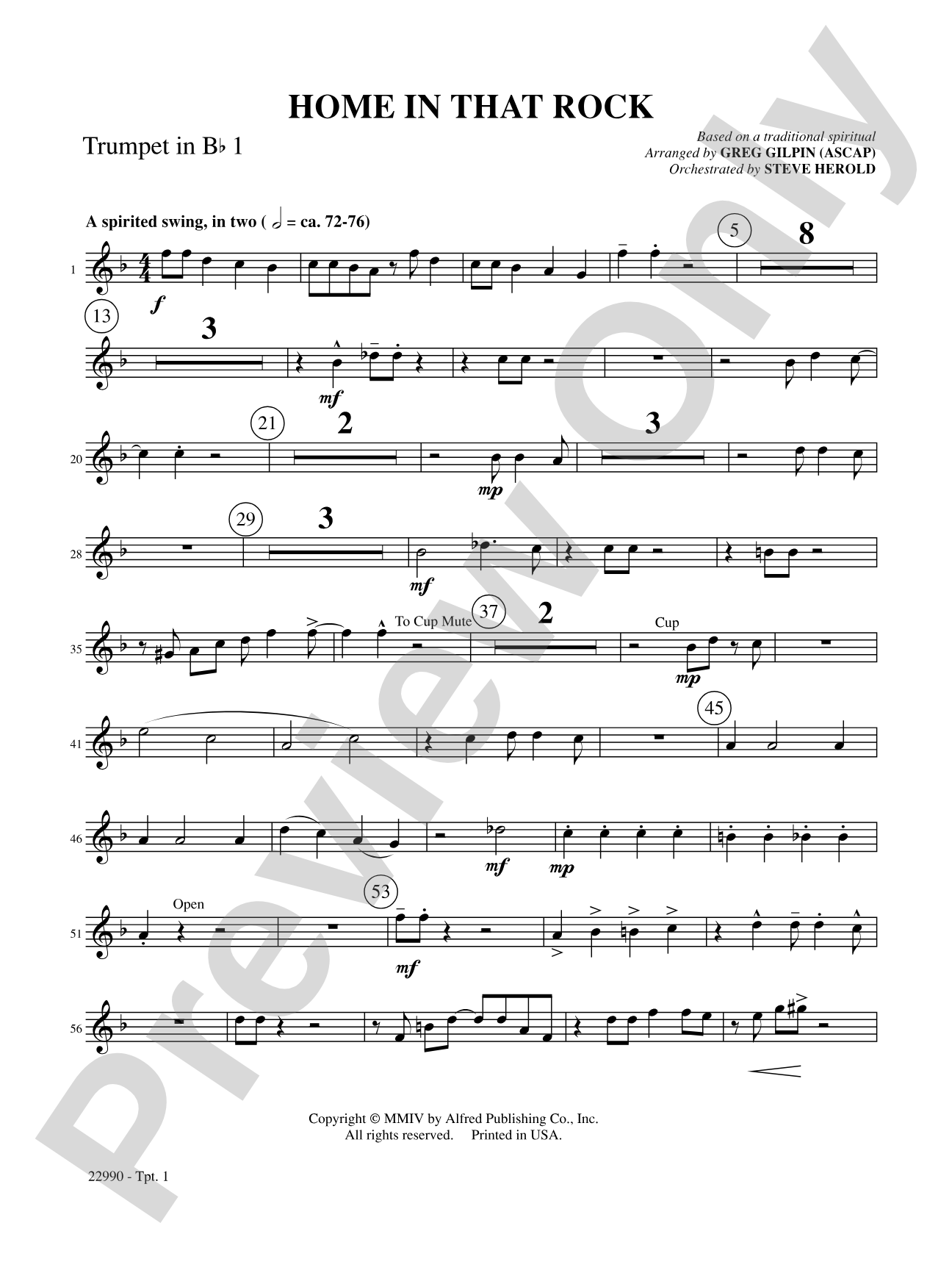 Home in That Rock: 1st B-flat Trumpet: Choral SoundPax