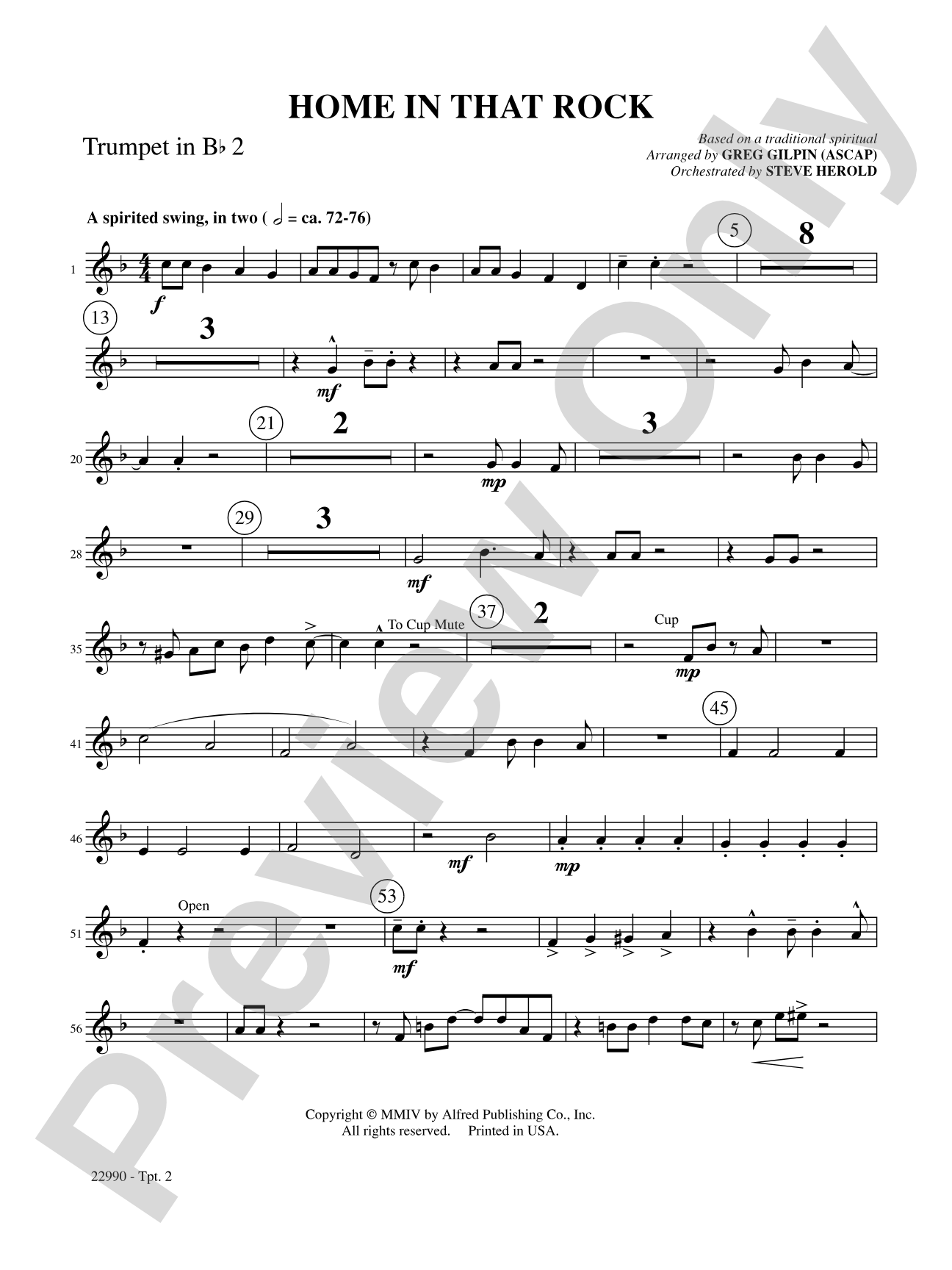 Home in That Rock: 2nd B-flat Trumpet: Choral SoundPax