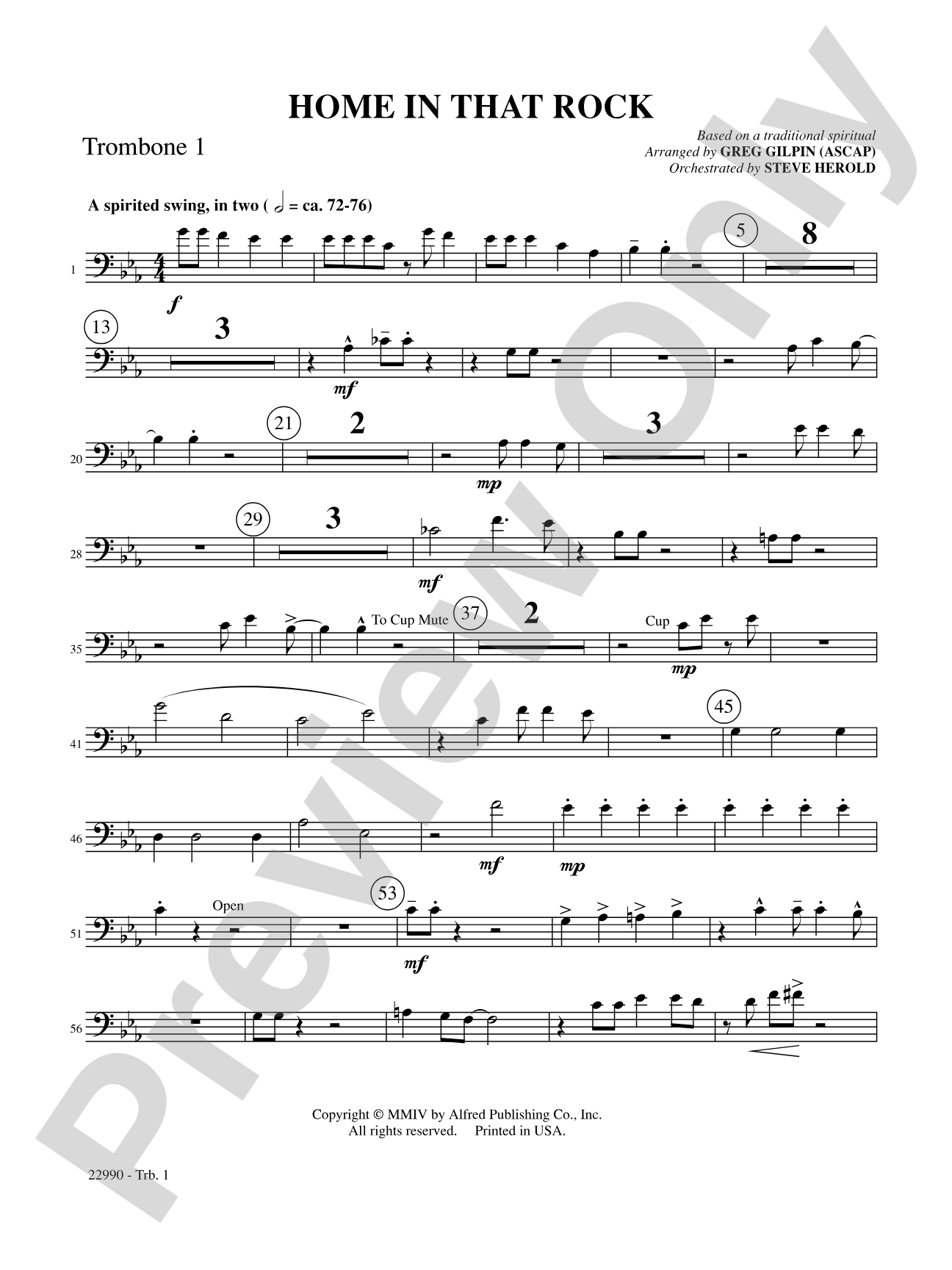 Home in That Rock: 1st Trombone: Choral SoundPax