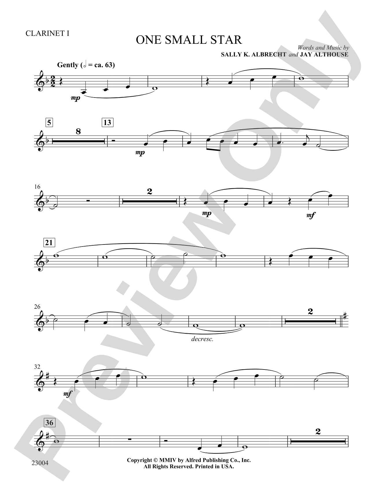 One Small Star: 1st B-flat Clarinet